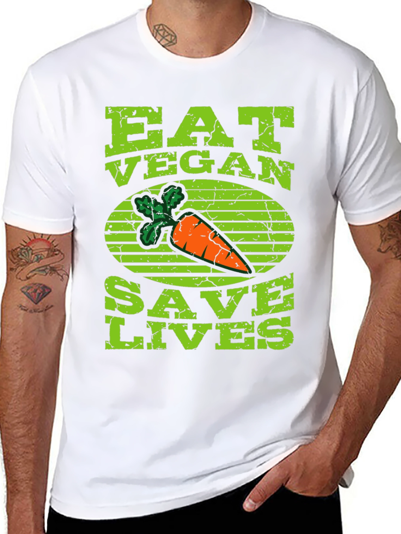 Eat Vegan Save Lives T-Shirt Carrot Graphic