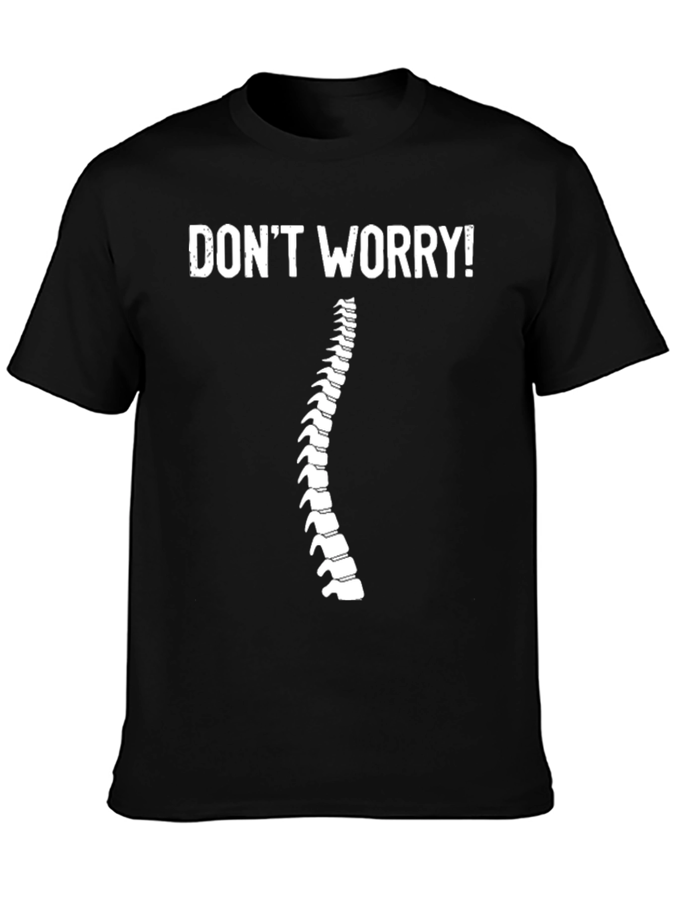 Dont Worry! Spine Graphic Black T-Shirt