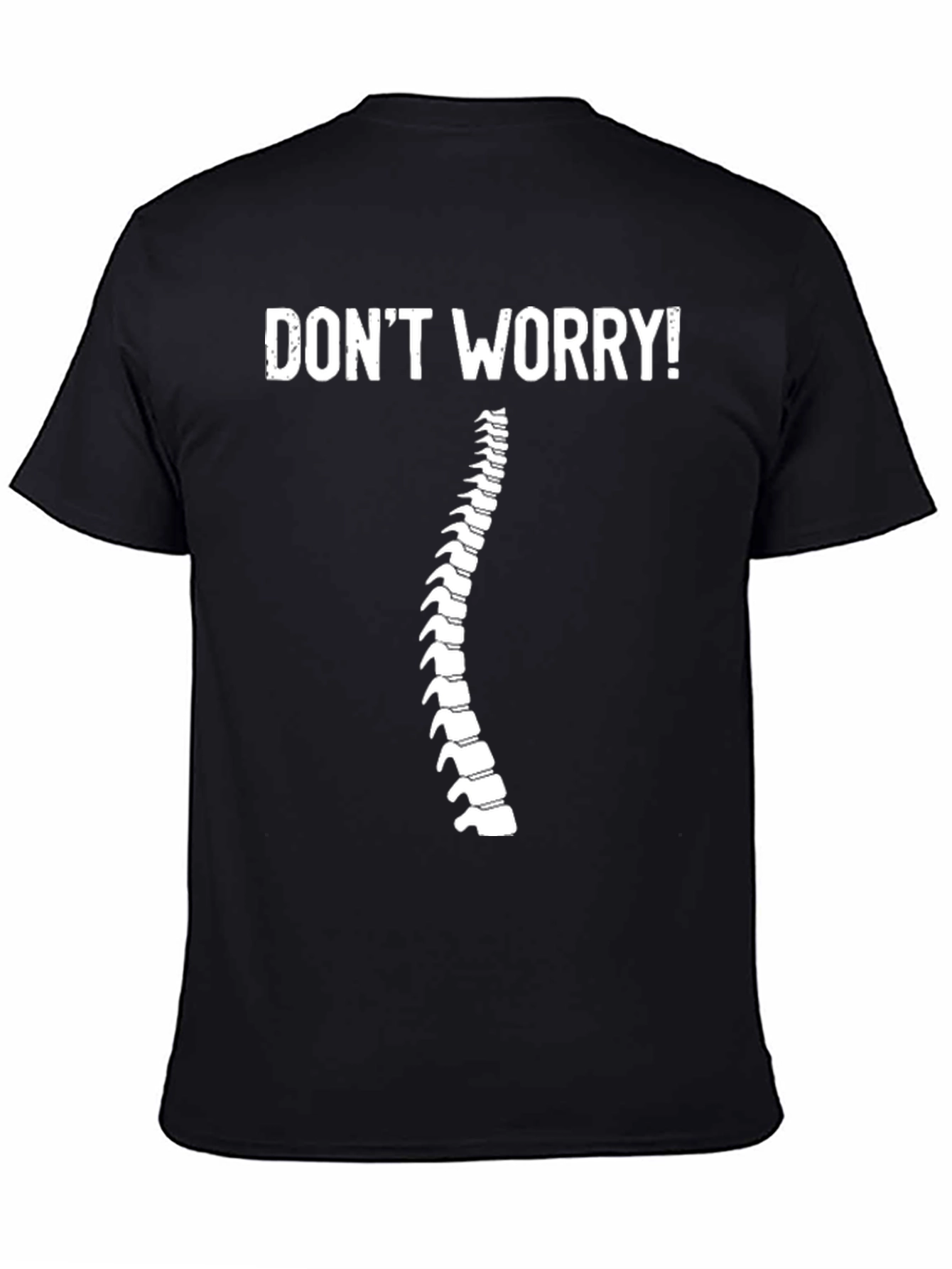 Dont Worry! Spine Graphic Black T-Shirt