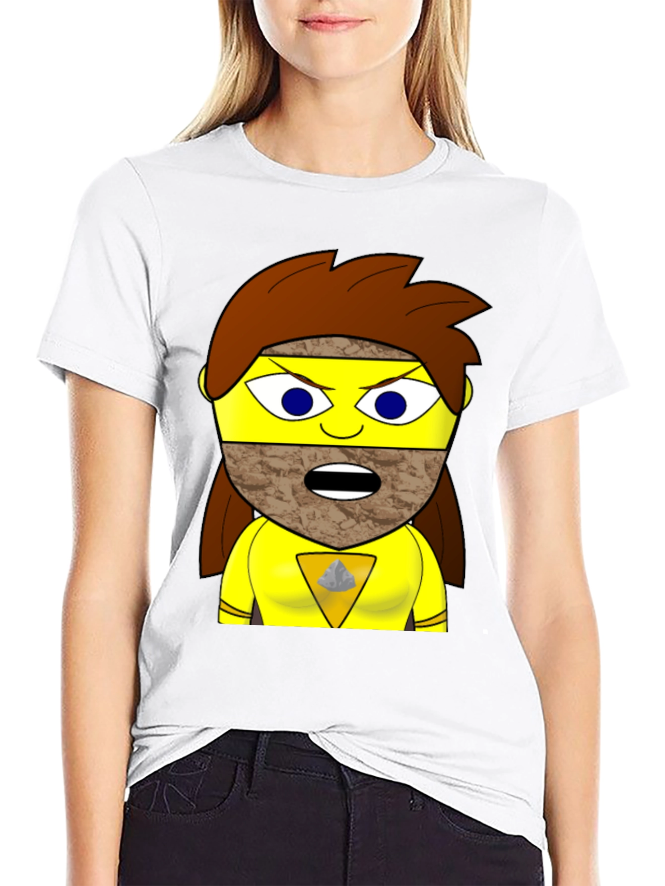 Funny Cartoon Character Graphic Tee - Black