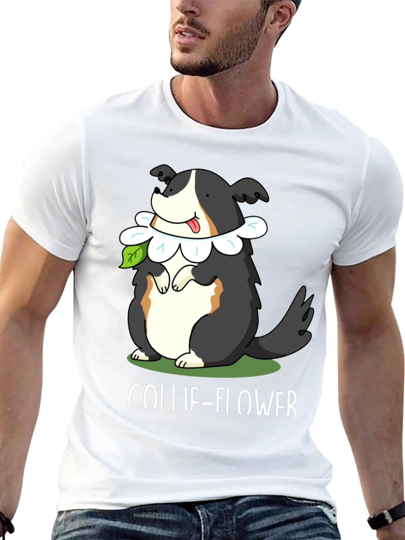 Collie-Flower T-Shirt: Dog & Flower Pun