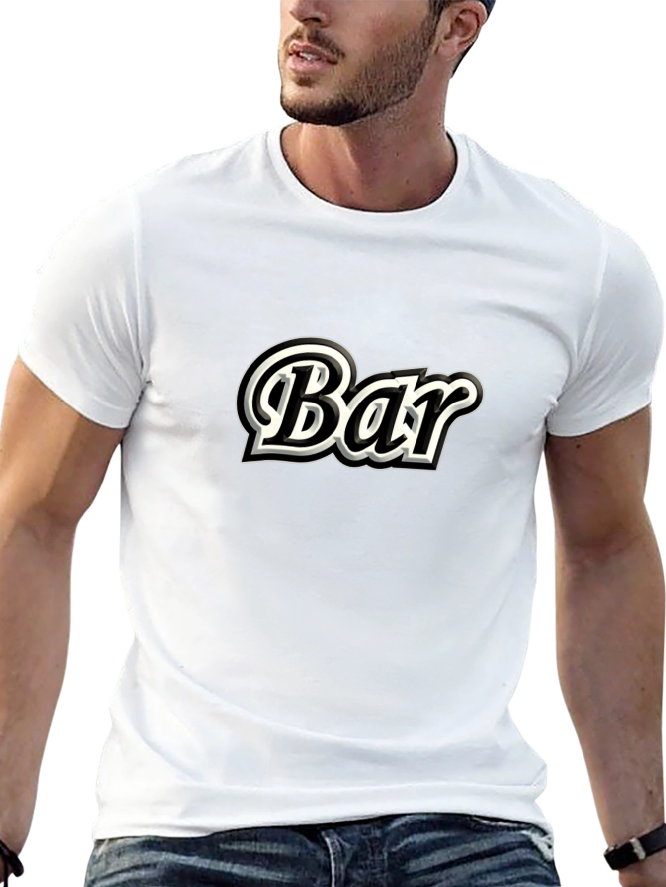 Stylish Black Bar Graphic T-Shirt for Men
