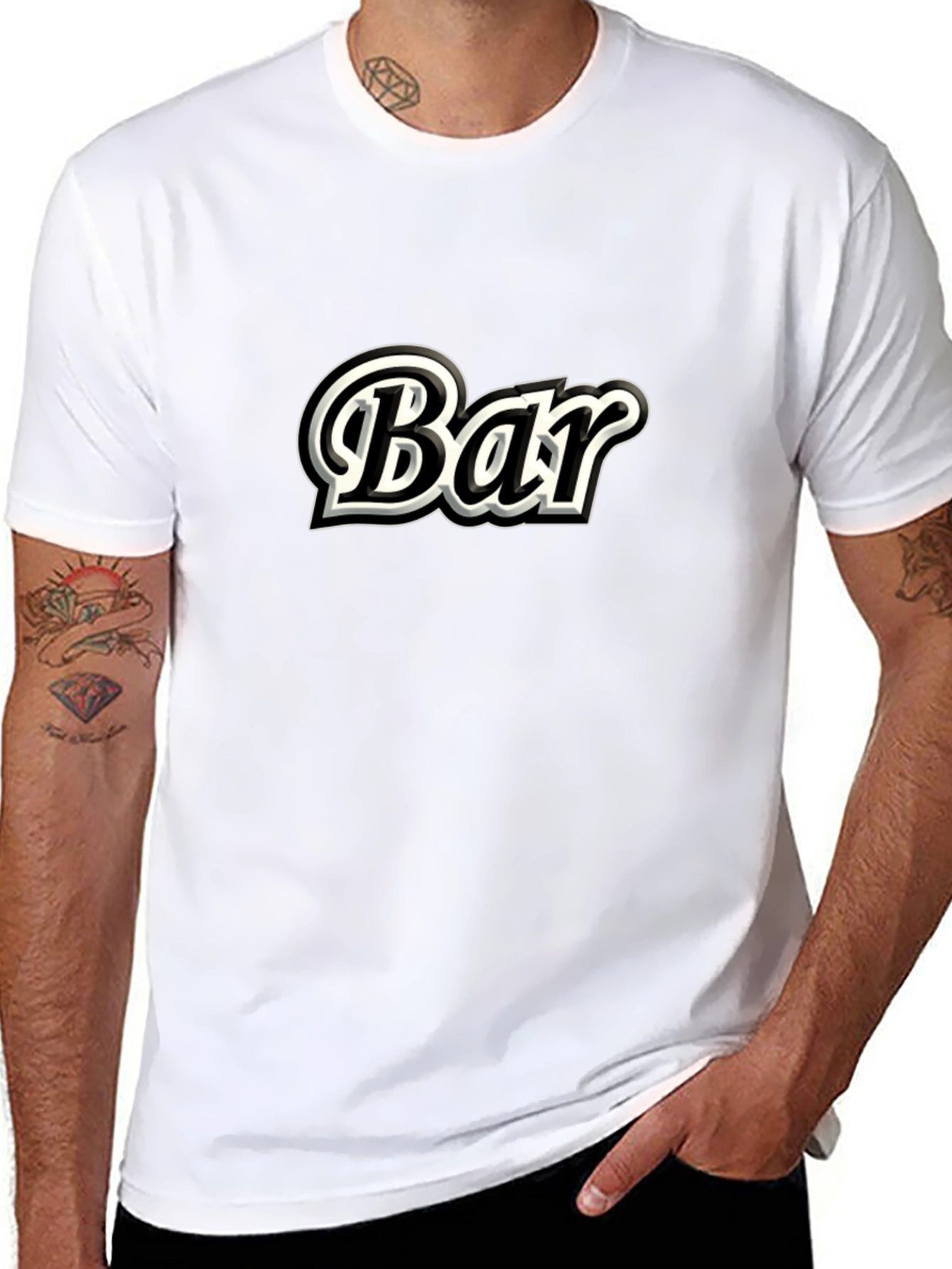 Stylish Black Bar Graphic T-Shirt for Men
