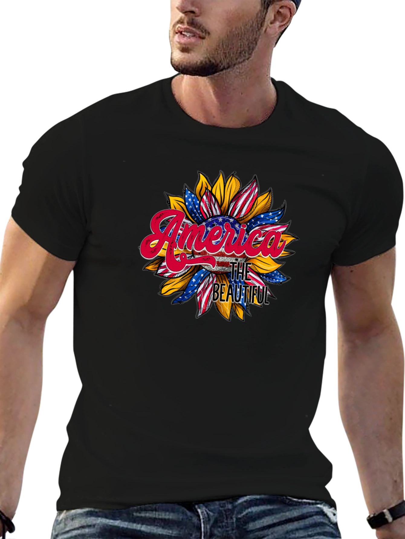America The Beautiful Sunflower Graphic Tee
