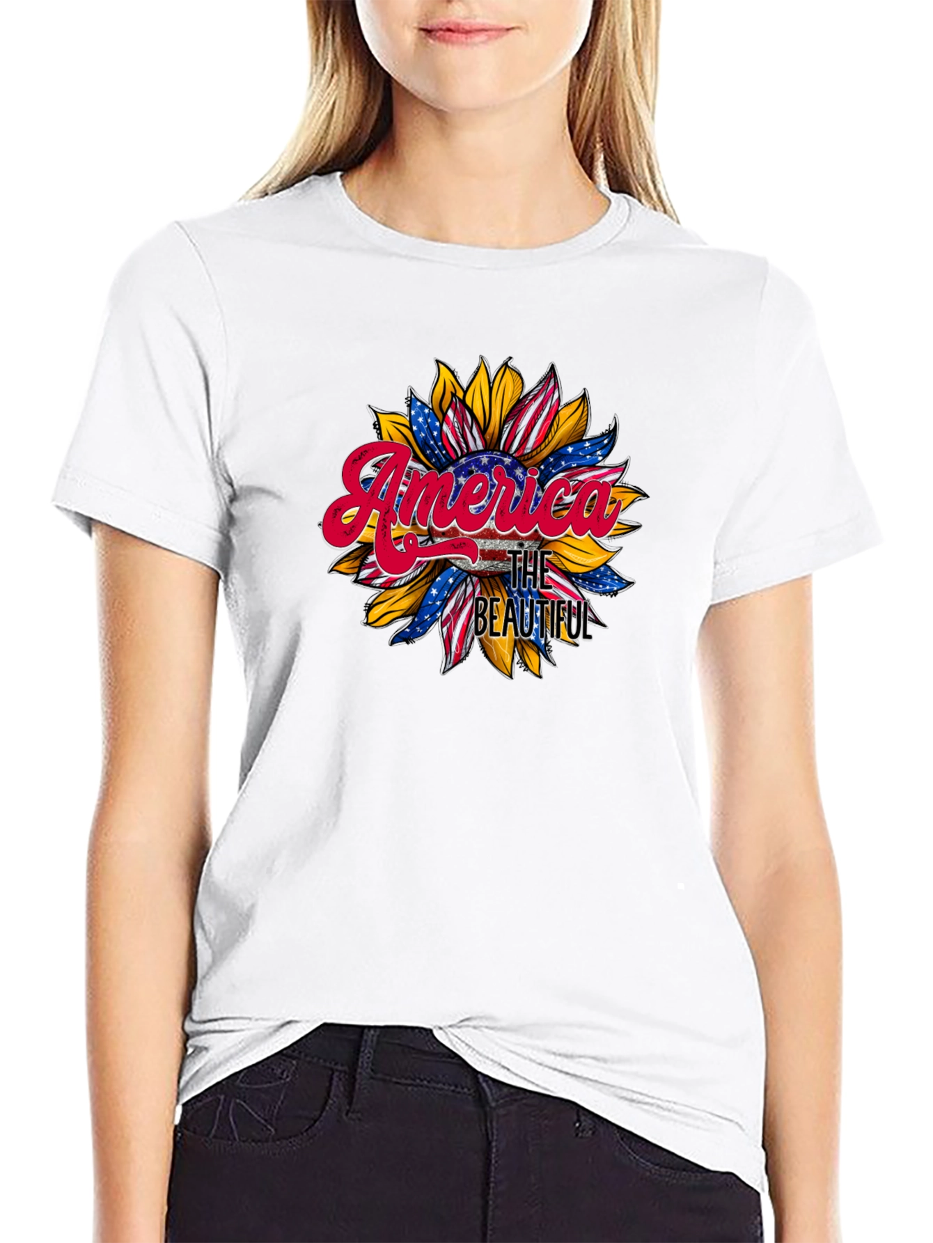 America The Beautiful Sunflower Graphic Tee