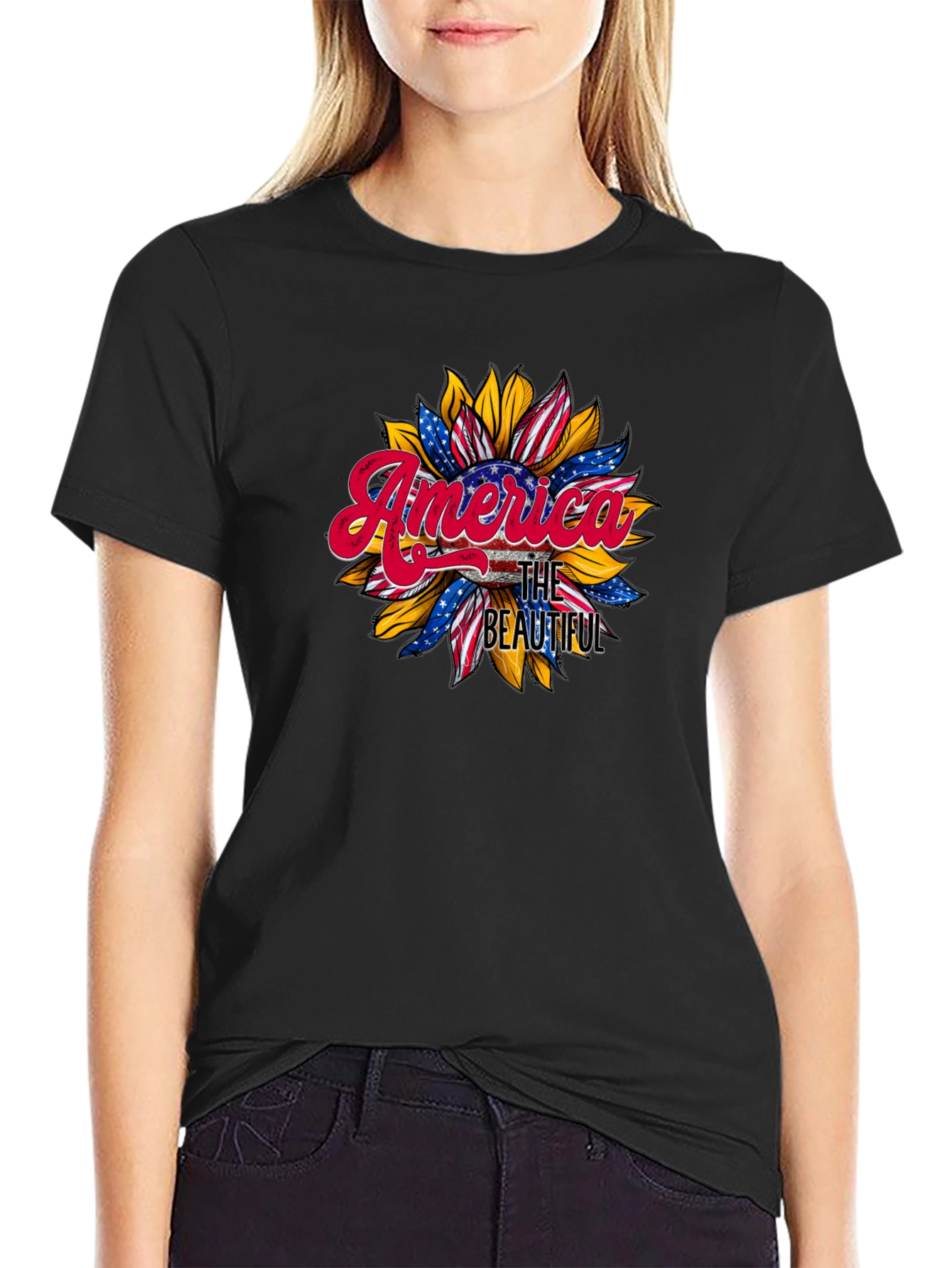 America The Beautiful Sunflower Graphic Tee