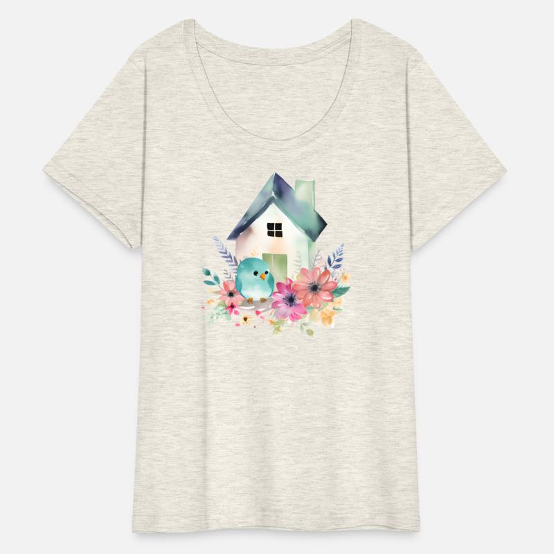 Watercolour Blue Bird in a Wild Flower Garden