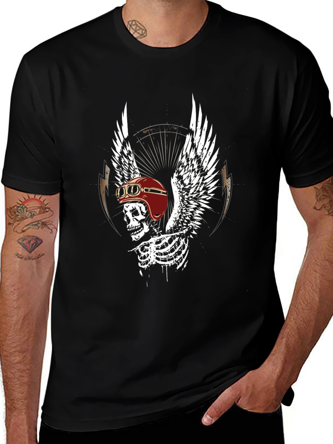 Skull Wings Graphic Tee - Mens Black T-Shirt