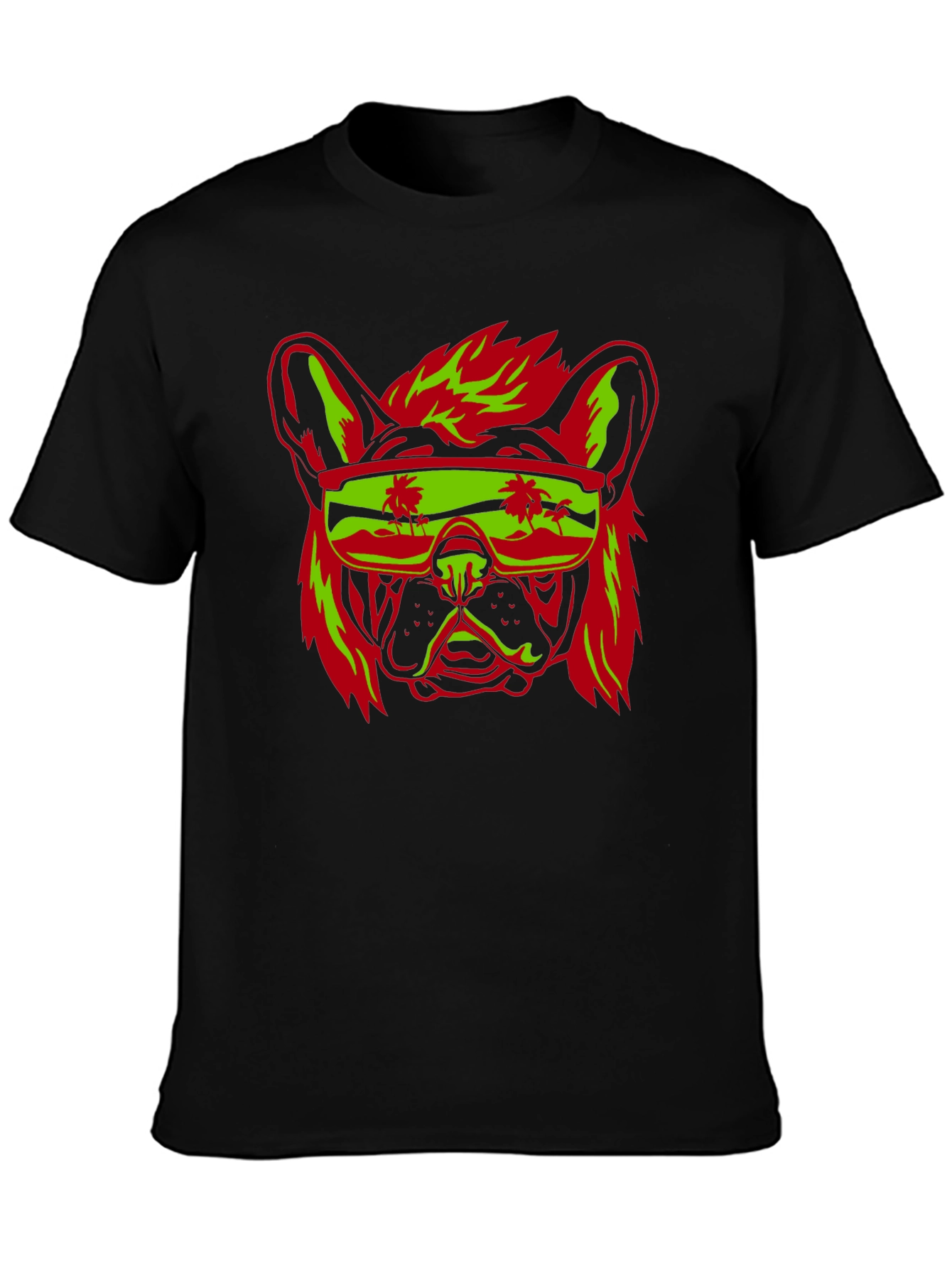 Cool Dog Graphic Print Black T-Shirt