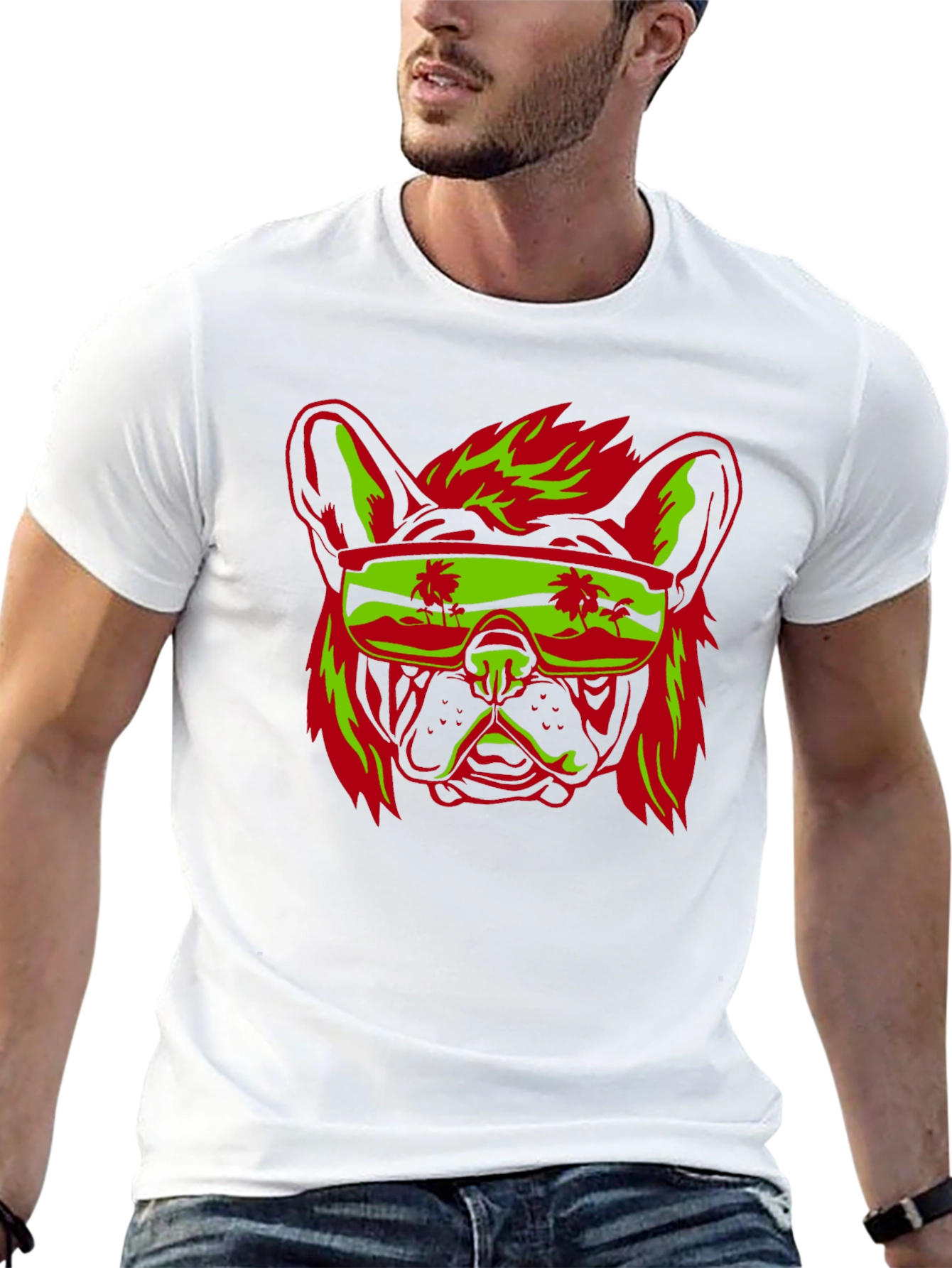 Cool Dog Graphic Print Black T-Shirt