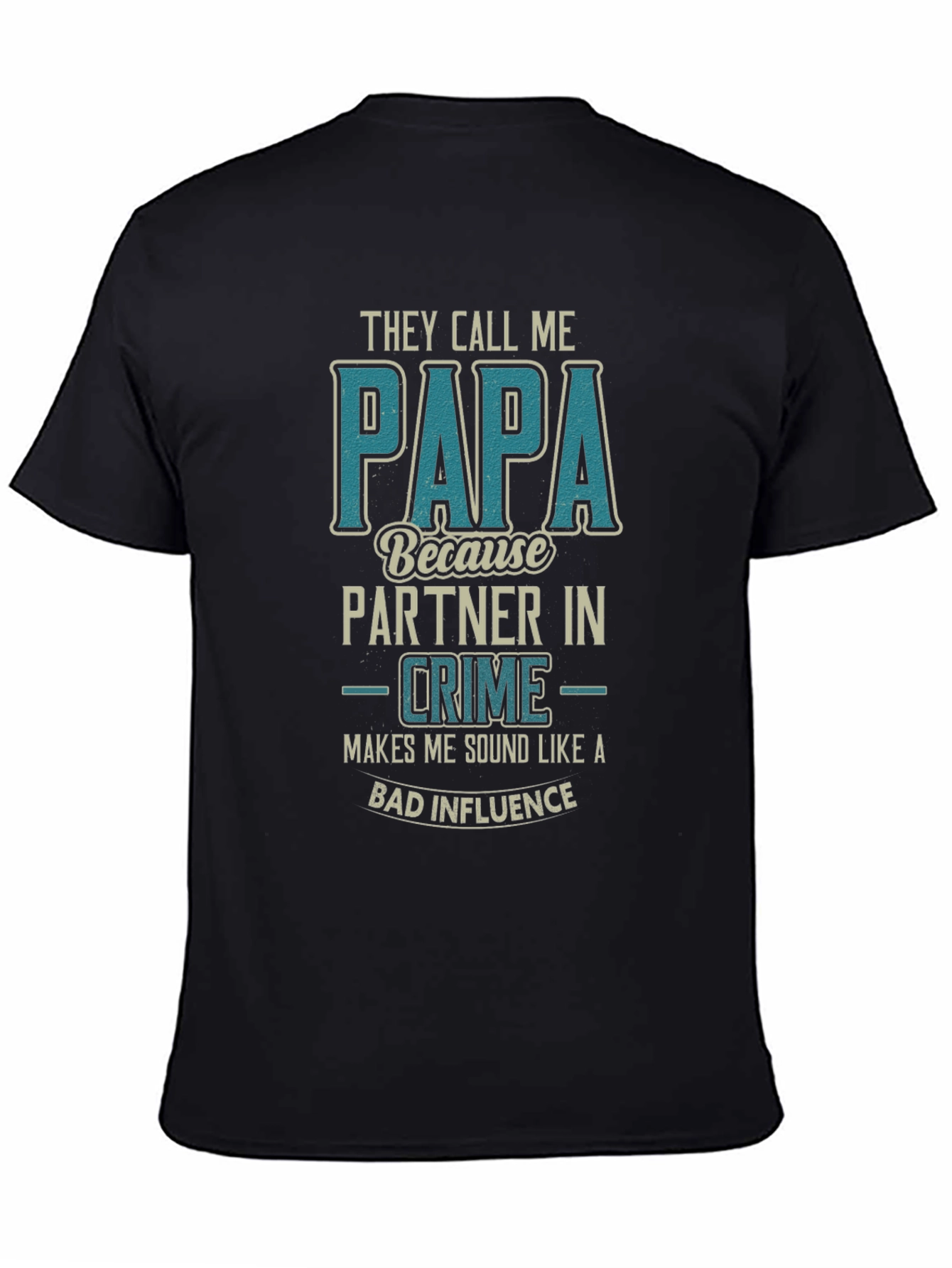 Papa Partner in Crime Black Graphic T-Shirt