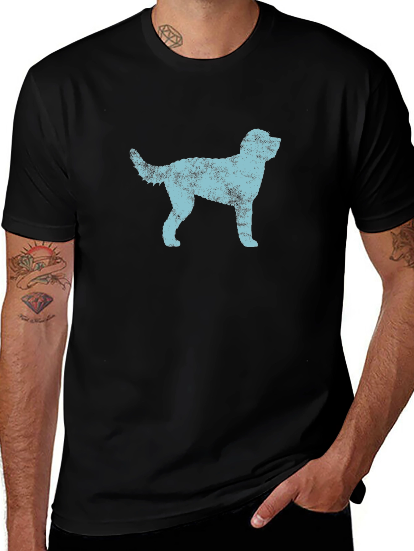 Distressed Dog Graphic Tee - Black