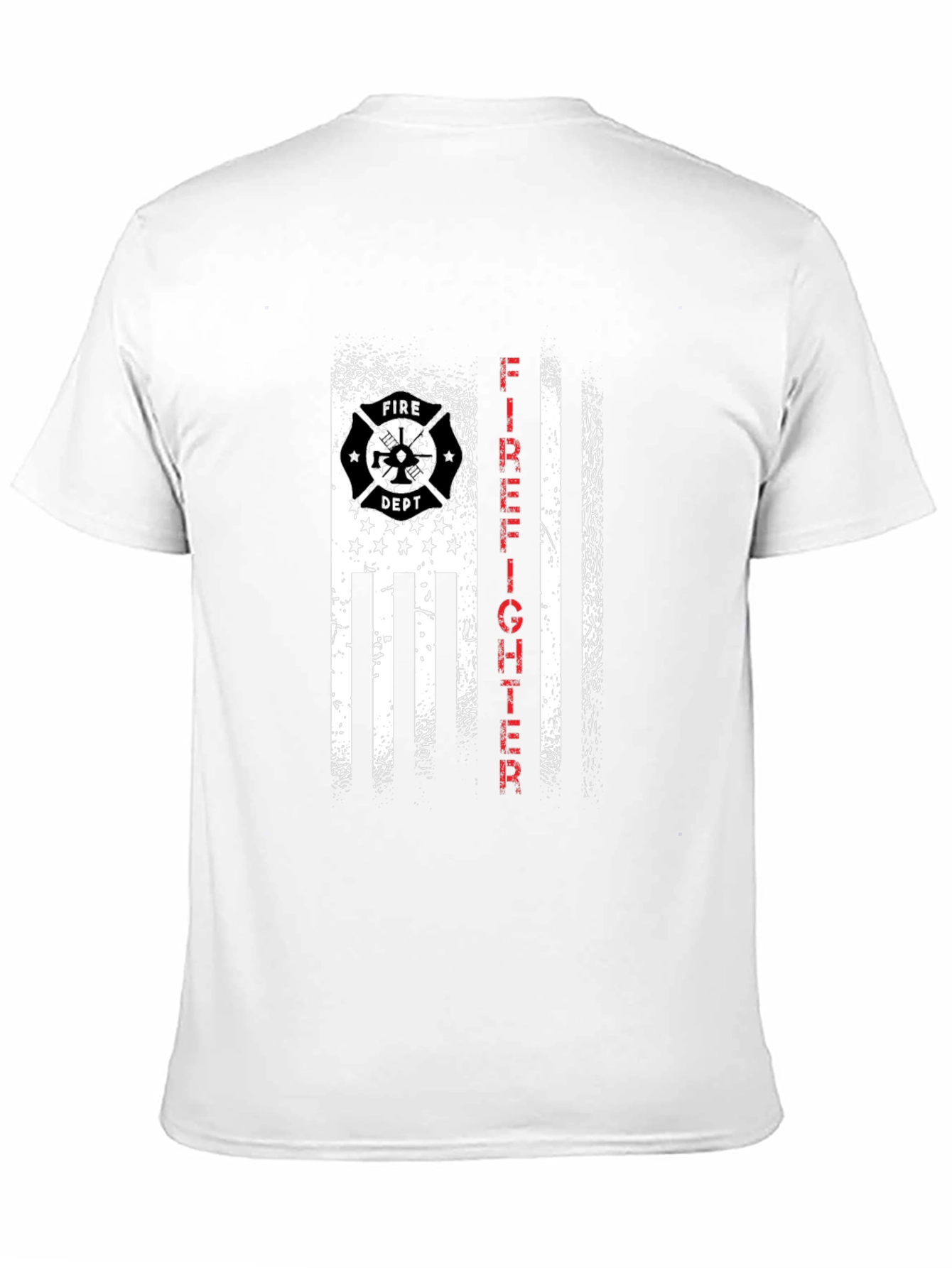 Firefighter Flag Graphic Tee - Distressed Patriotic Design