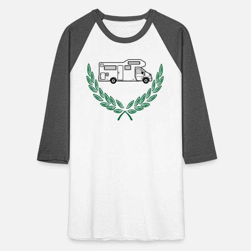 White Camper in Green Wreath – Travel Symbol