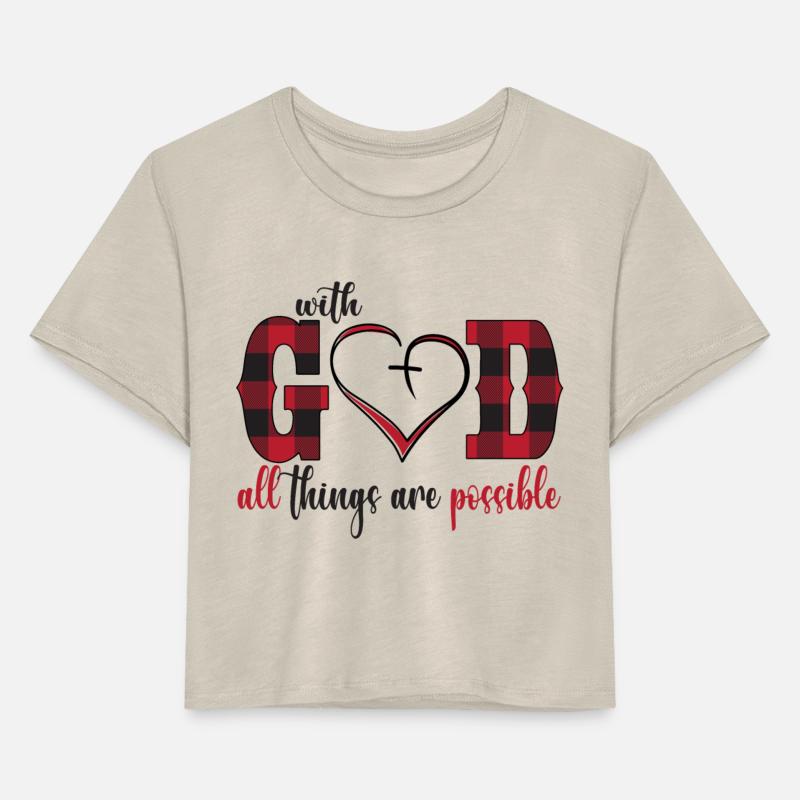 With God All things Checkered Plaid Heart