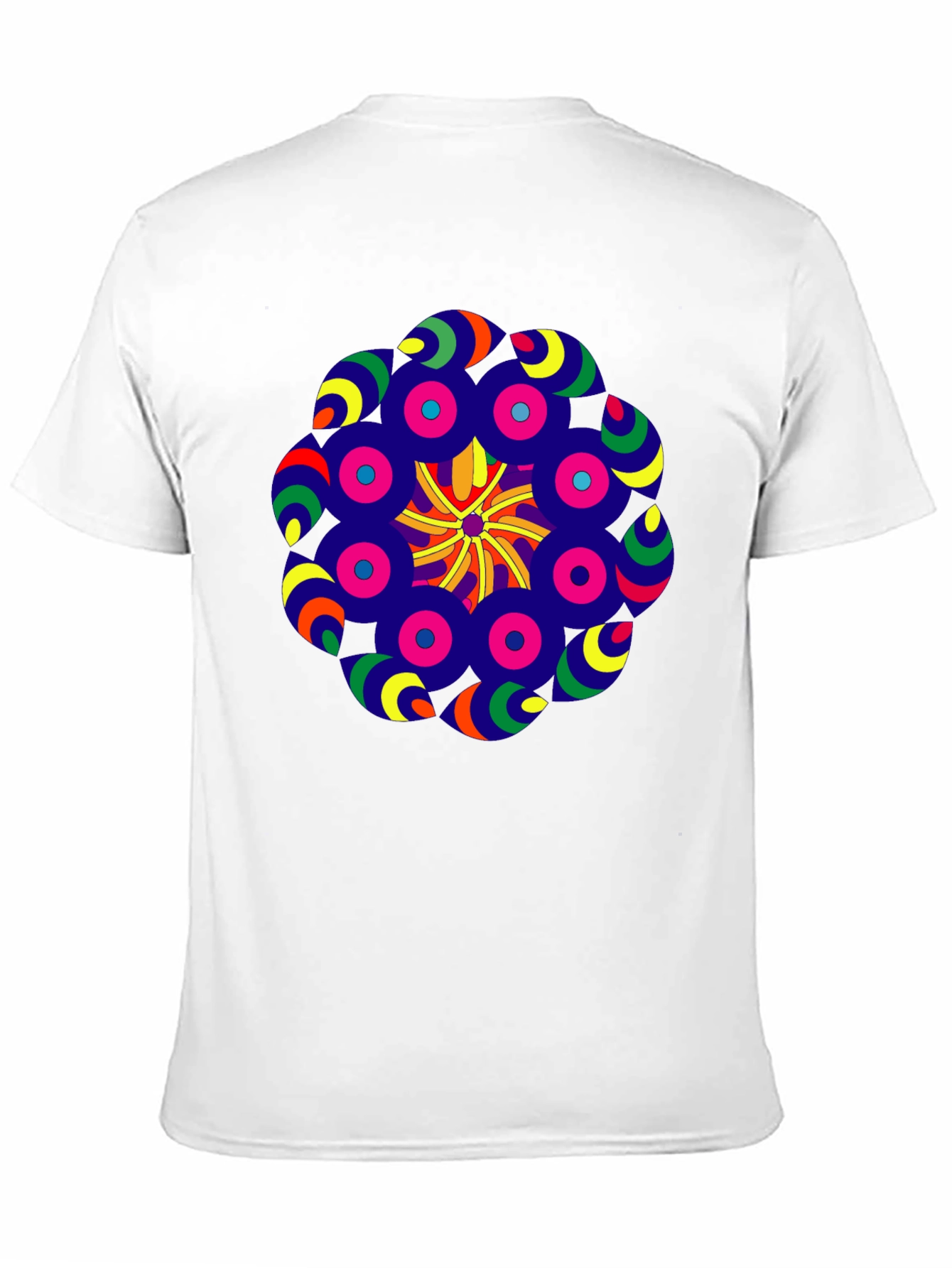 Vibrant Mandala Graphic Tee - Black Cotton Blend Shirt