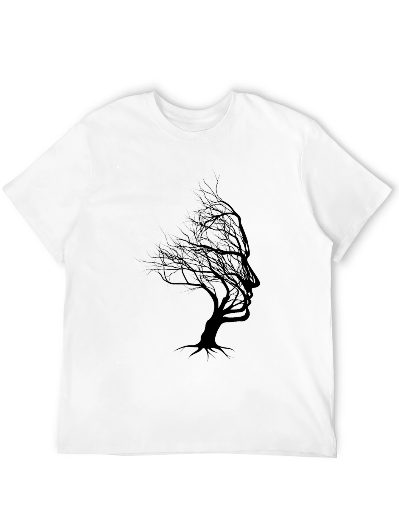 Tree Silhouette Face Graphic Black T-Shirt