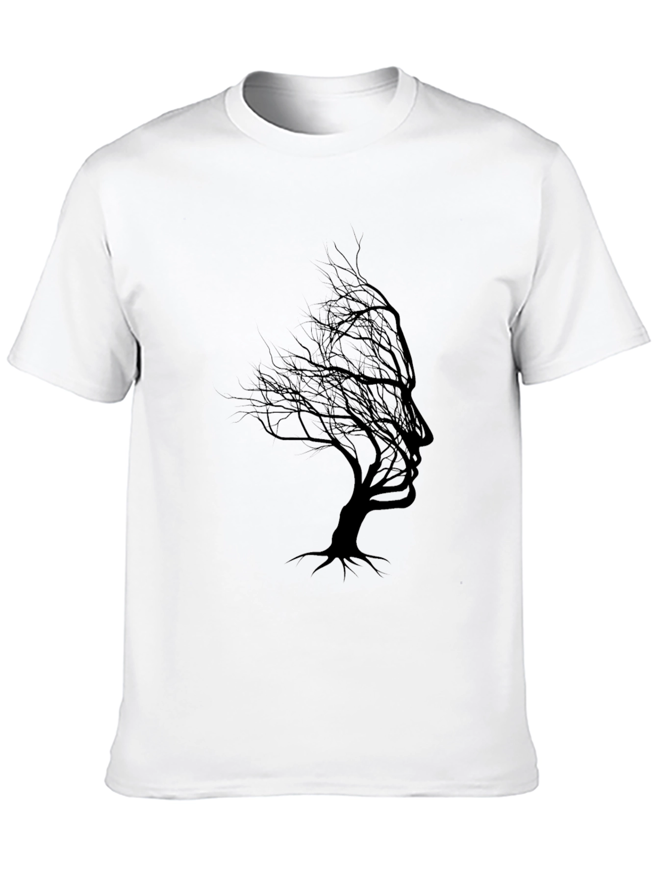 Tree Silhouette Face Graphic Black T-Shirt