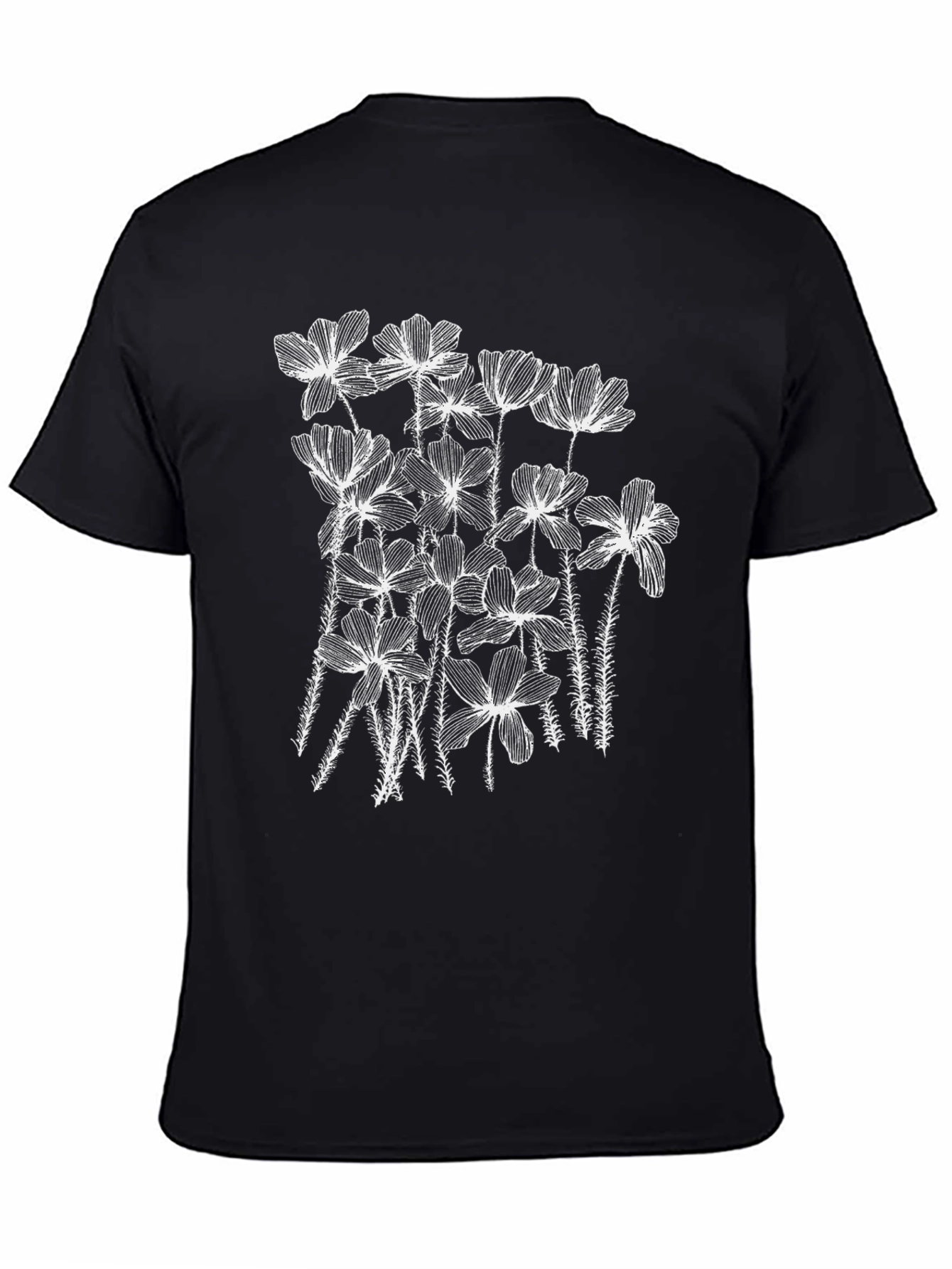 Floral Graphic Tee - Stylish Black Cotton T-Shirt