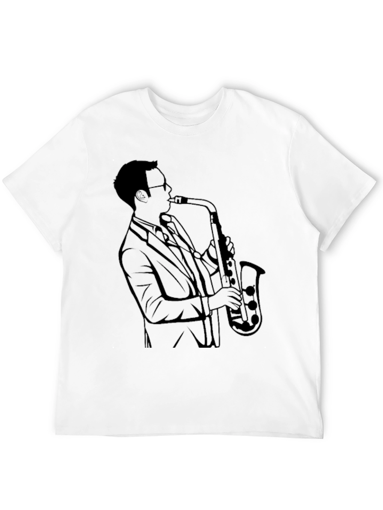 Saxophone Player Graphic Tee - Cool Black T-Shirt