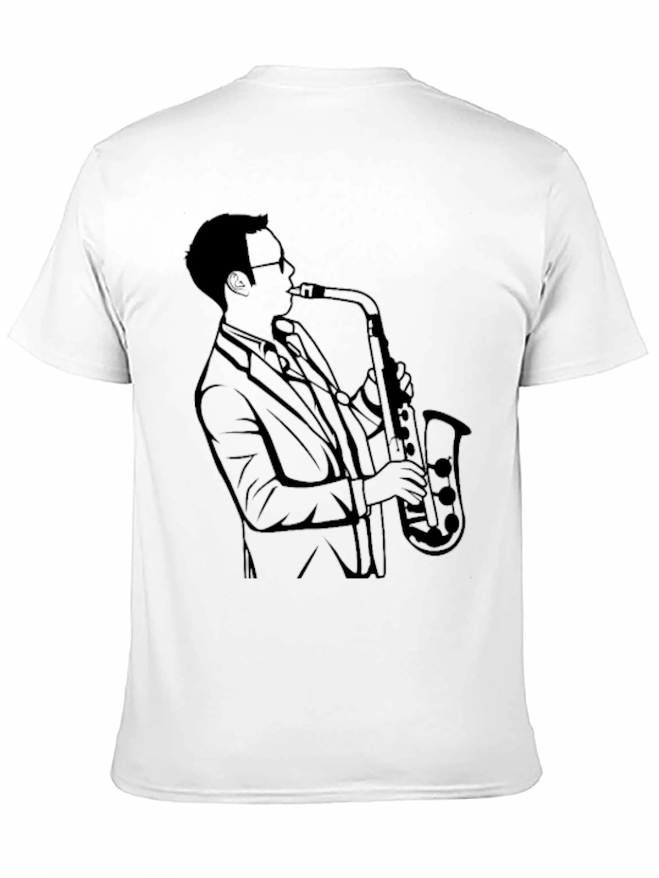 Saxophone Player Graphic Tee - Cool Black T-Shirt