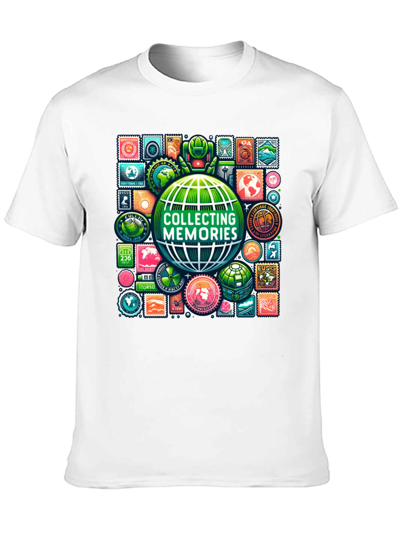 Collecting Memories Globe Stamp T-Shirt