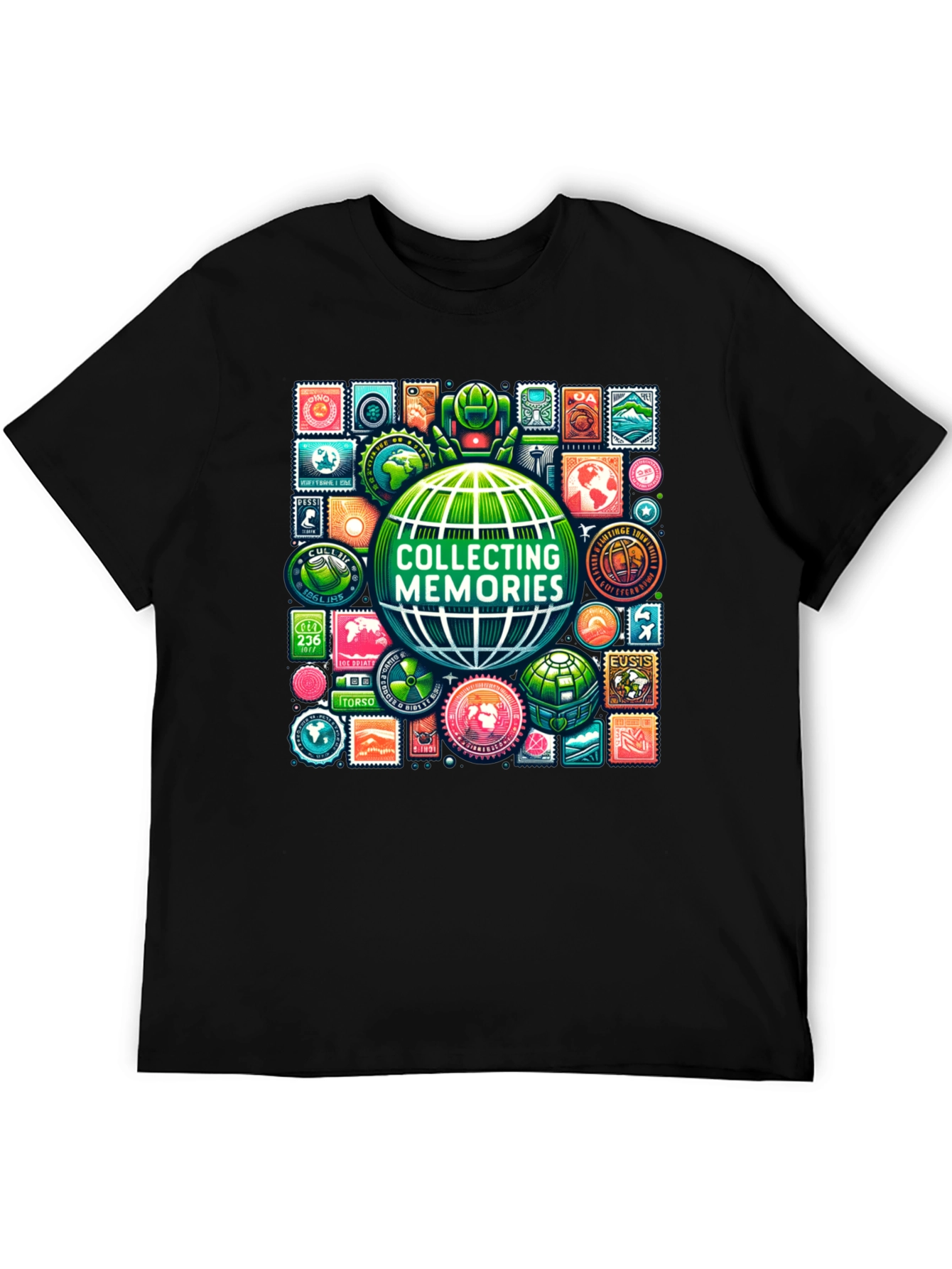 Collecting Memories Globe Stamp T-Shirt