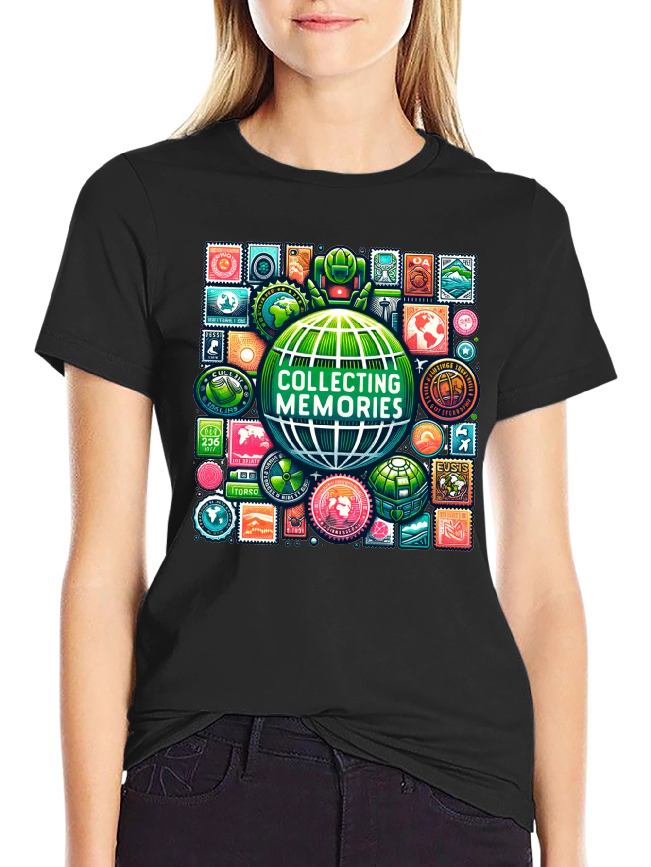 Collecting Memories Globe Stamp T-Shirt