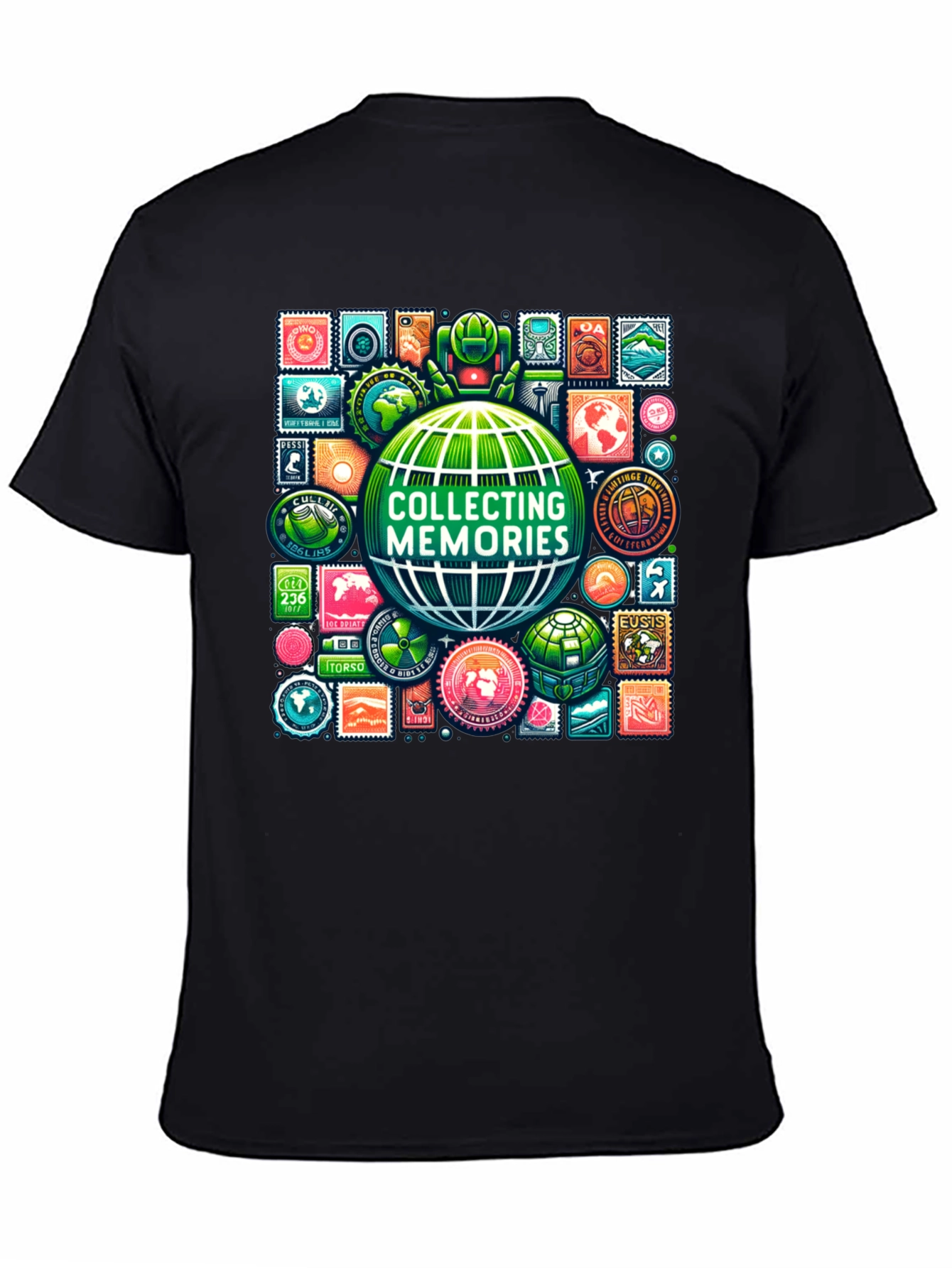 Collecting Memories Globe Stamp T-Shirt