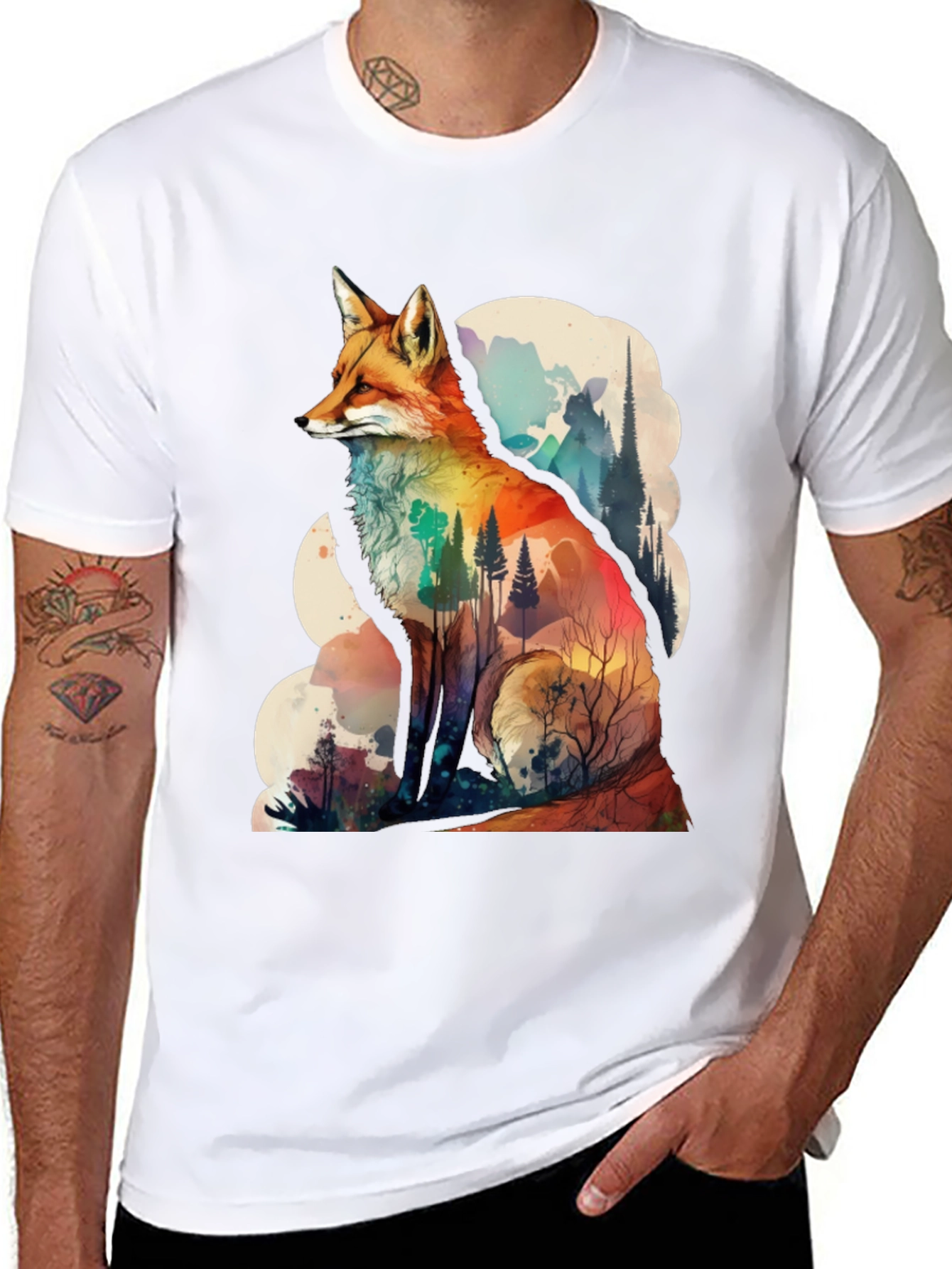 Nature Fox Graphic Tee - Artistic Animal Print