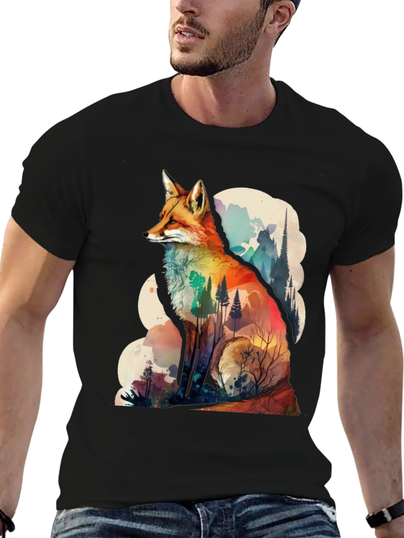 Nature Fox Graphic Tee - Artistic Animal Print