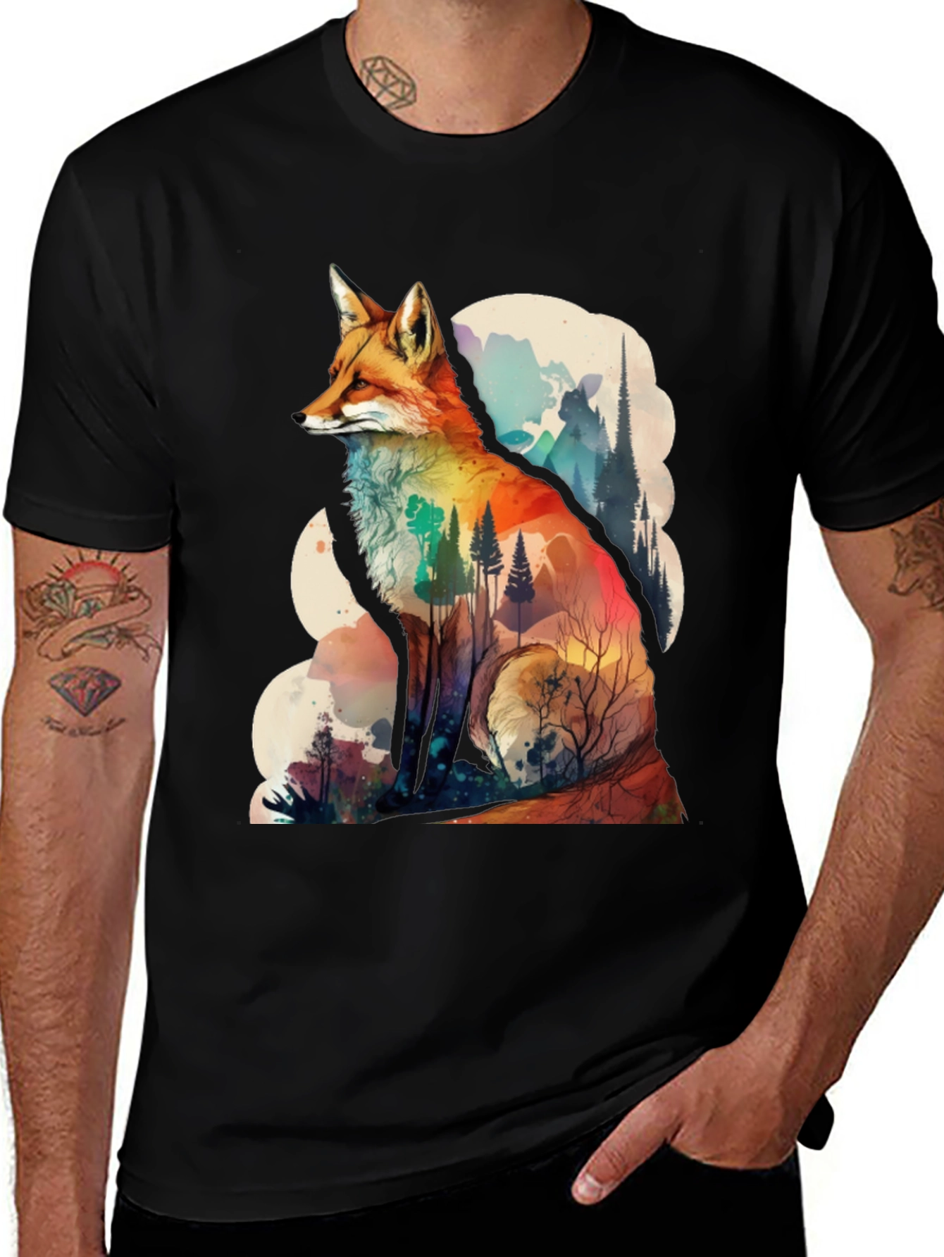 Nature Fox Graphic Tee - Artistic Animal Print