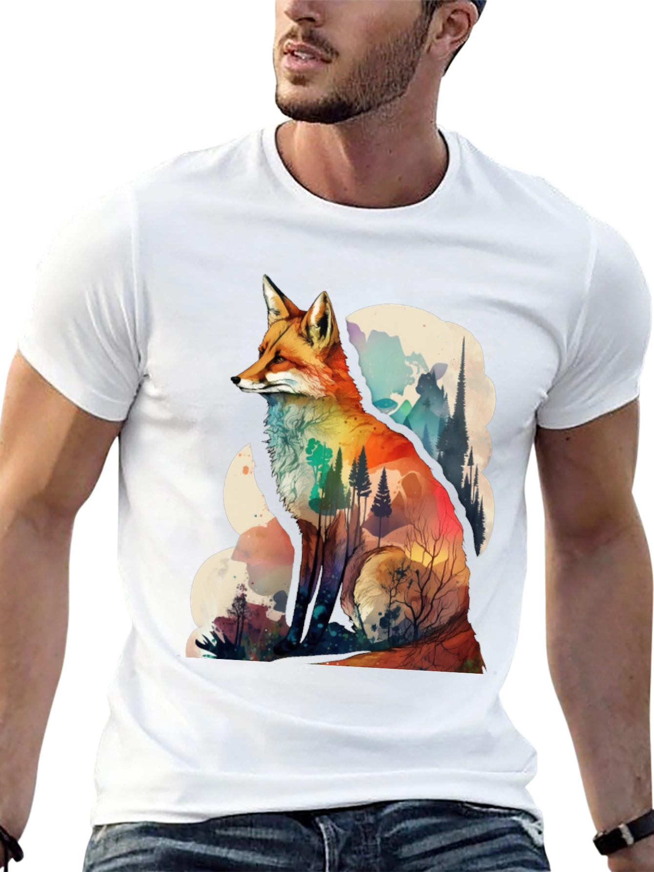 Nature Fox Graphic Tee - Artistic Animal Print