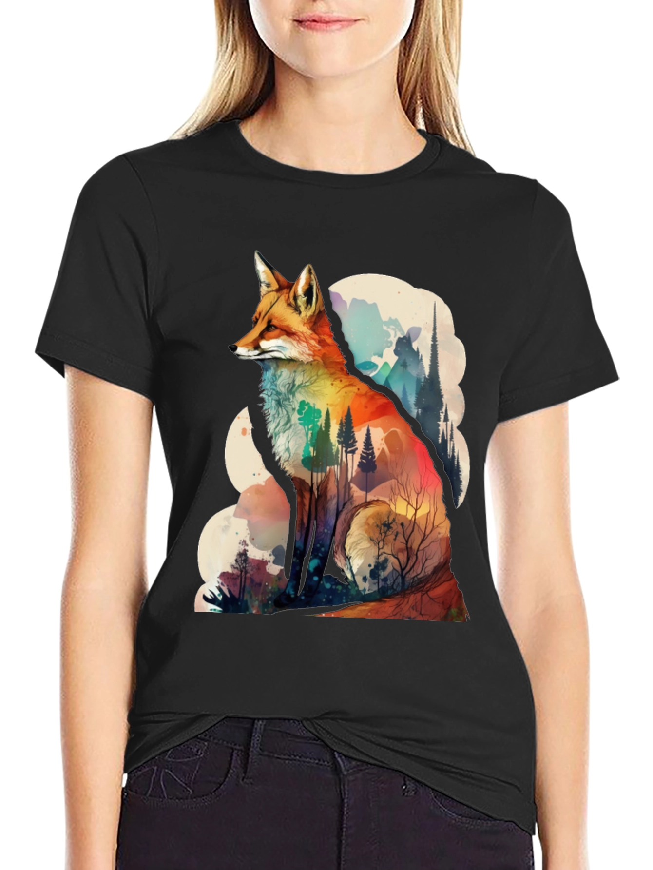Nature Fox Graphic Tee - Artistic Animal Print