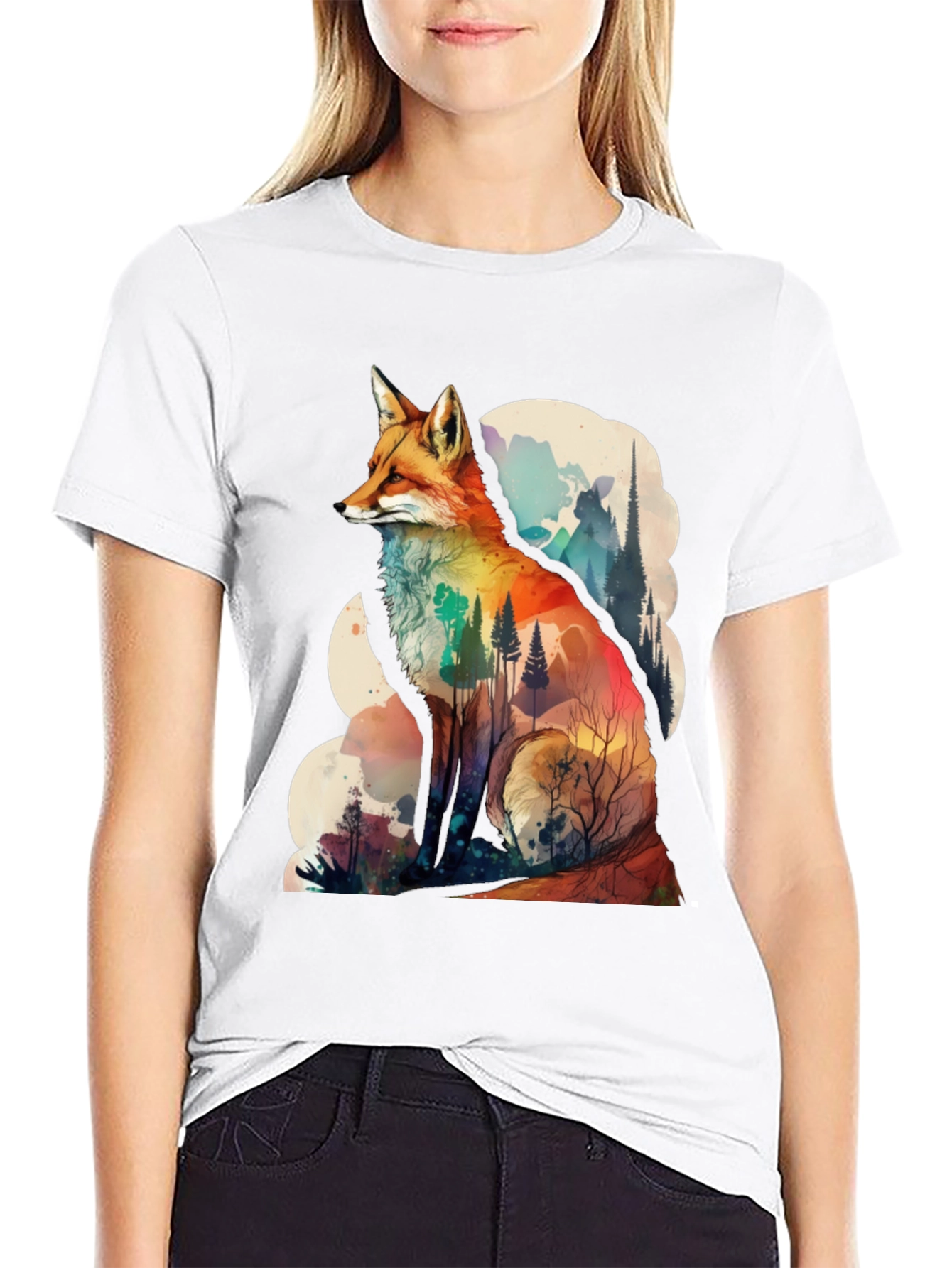 Nature Fox Graphic Tee - Artistic Animal Print