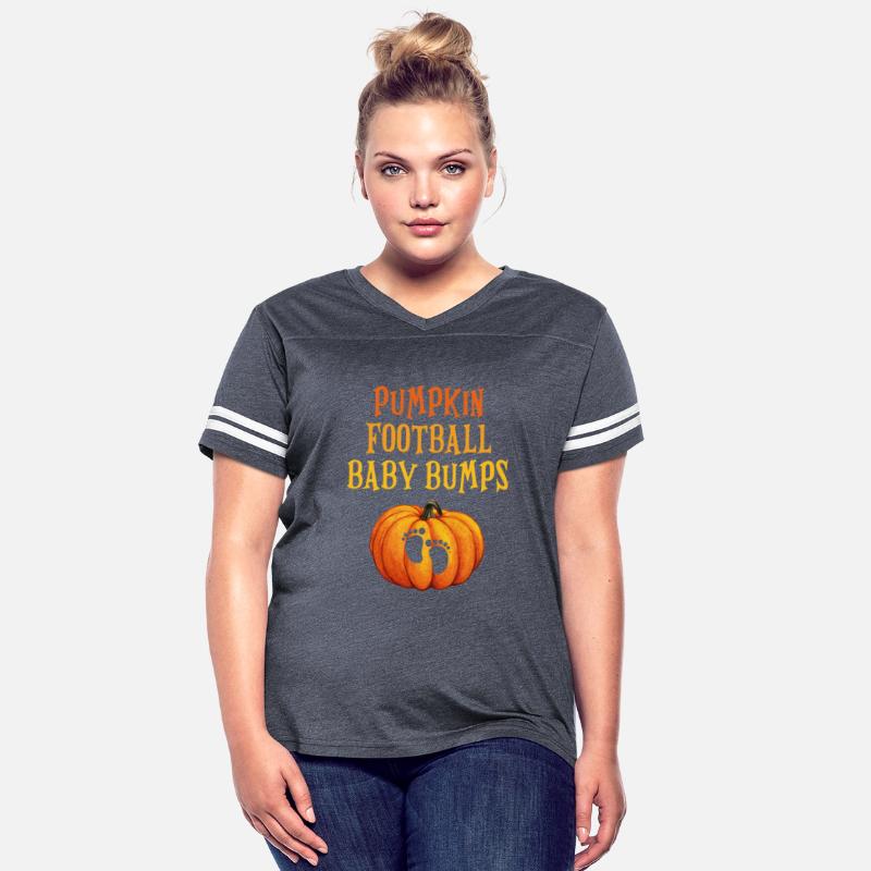 Womens Halloween Baby Announcement Pumpkins Footba