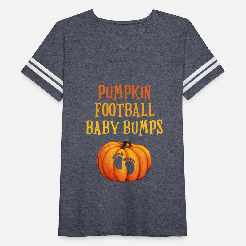 Womens Halloween Baby Announcement Pumpkins Footba