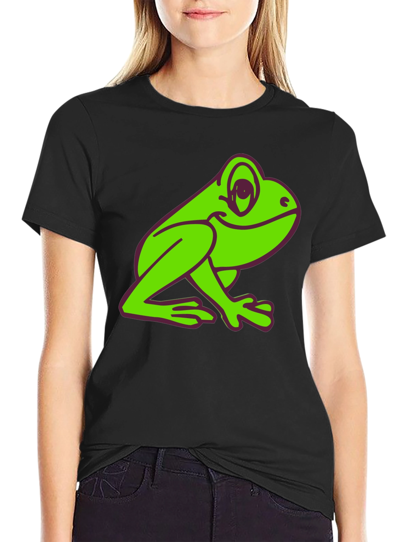 Frog Graphic Tee - Black Cotton T-Shirt