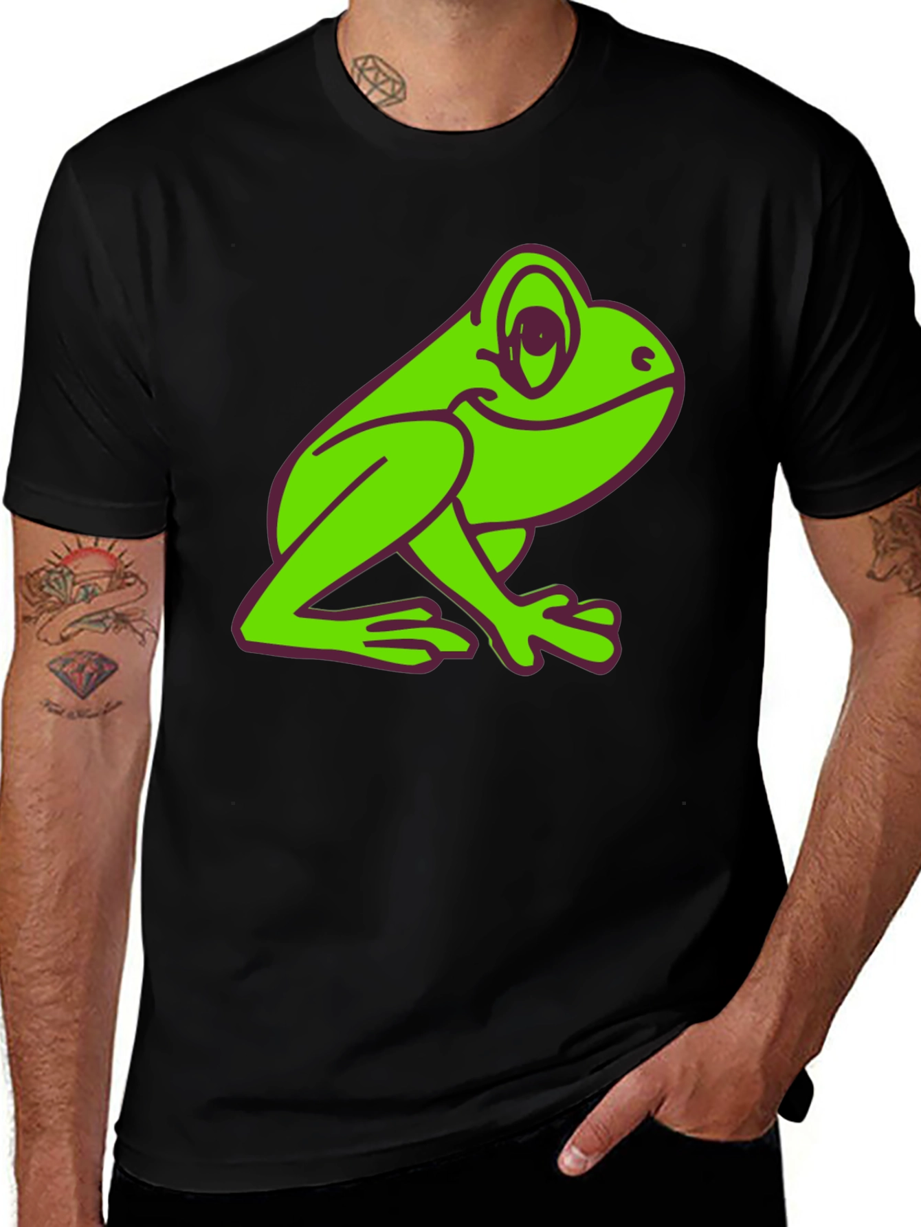 Frog Graphic Tee - Black Cotton T-Shirt