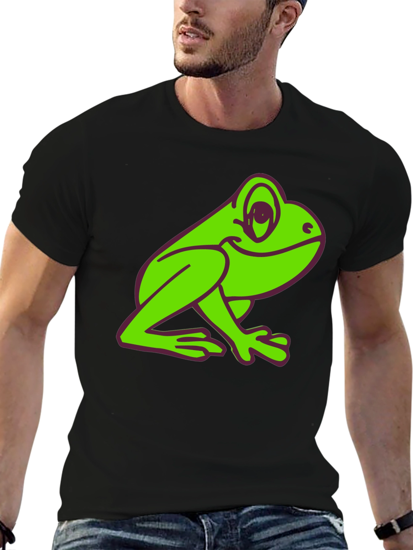 Frog Graphic Tee - Black Cotton T-Shirt