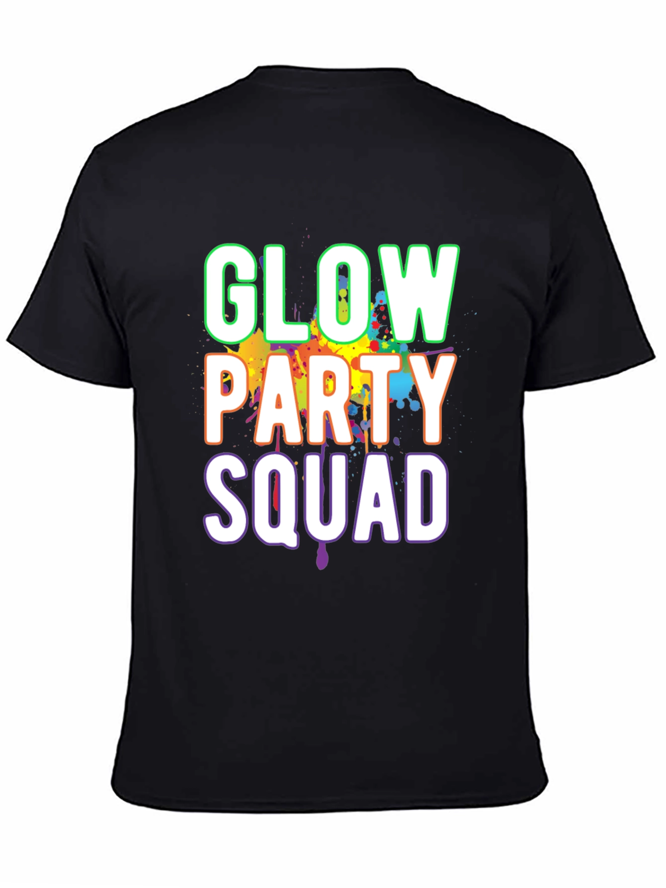 Glow Party Squad T-Shirt - Black Crew Neck