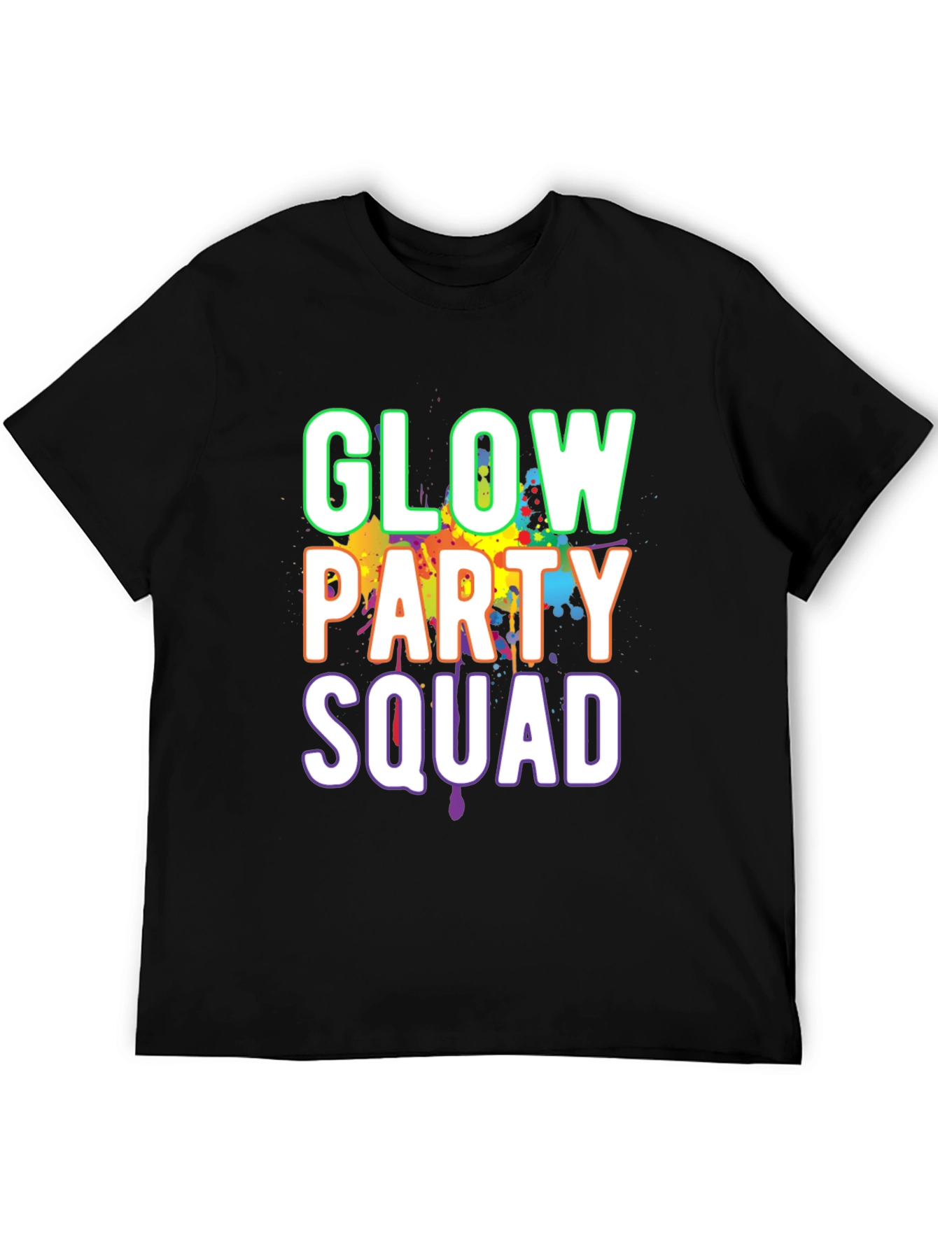 Glow Party Squad T-Shirt - Black Crew Neck