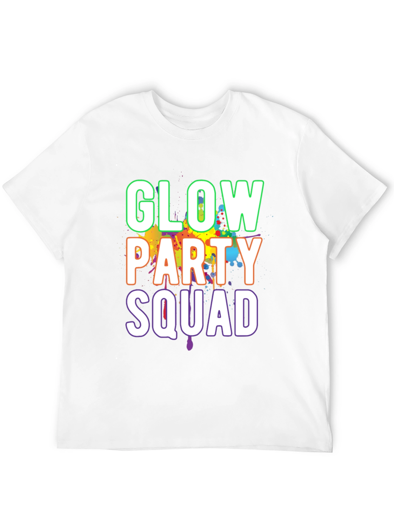 Glow Party Squad T-Shirt - Black Crew Neck