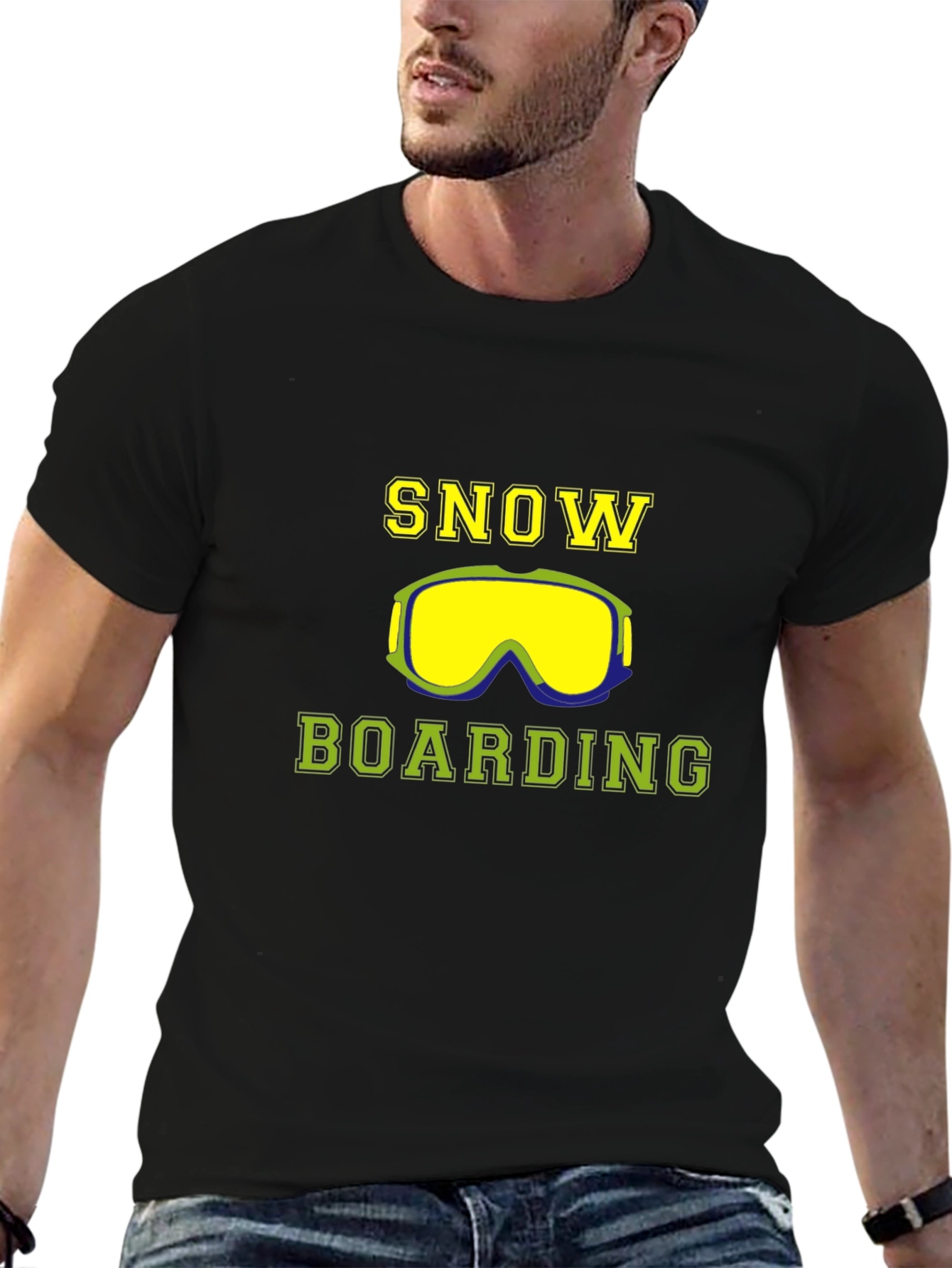 Snowboarding Graphic T-Shirt - Stylish Black Tee