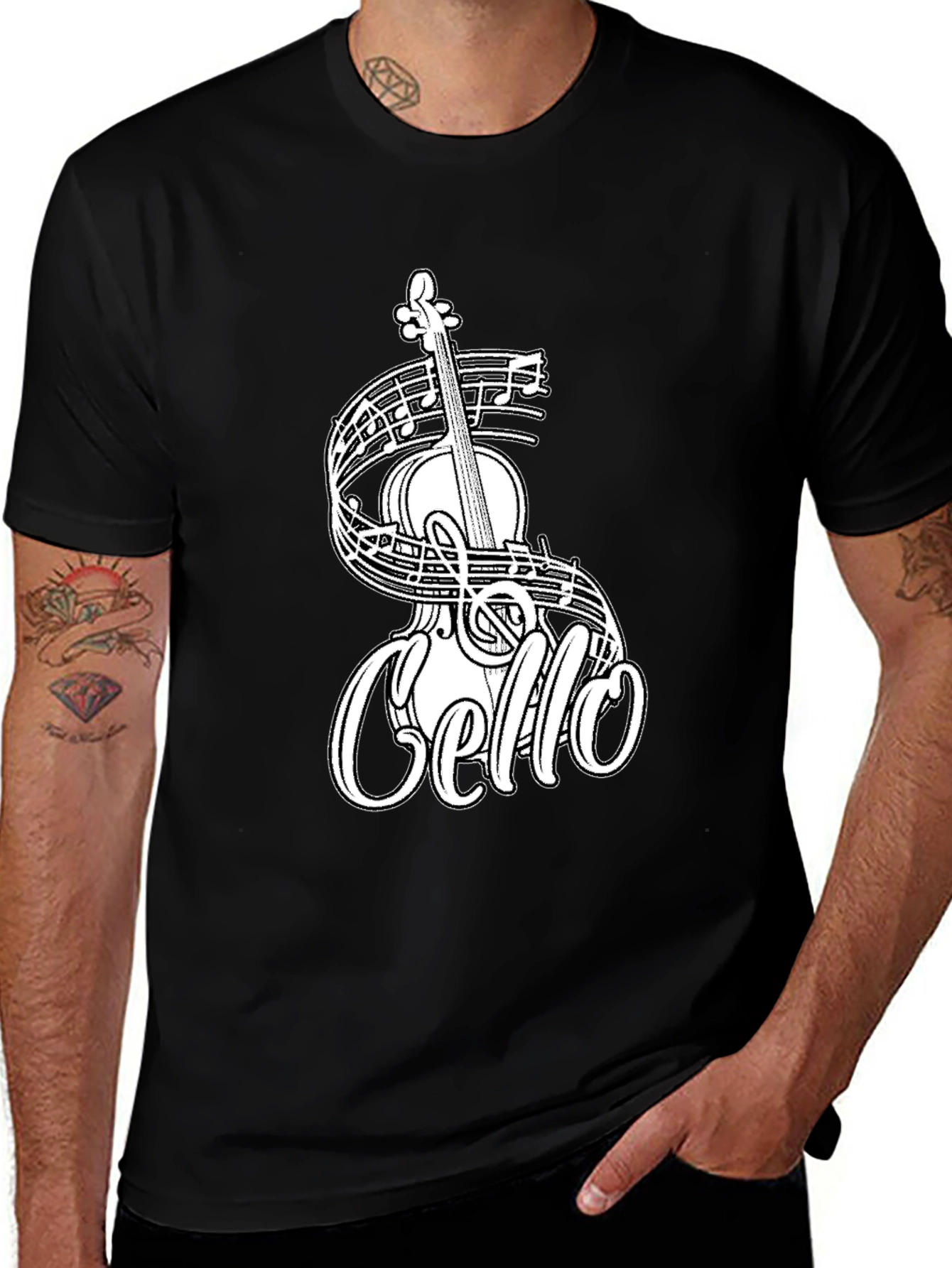 Cello Music T-Shirt - Black Graphic Tee
