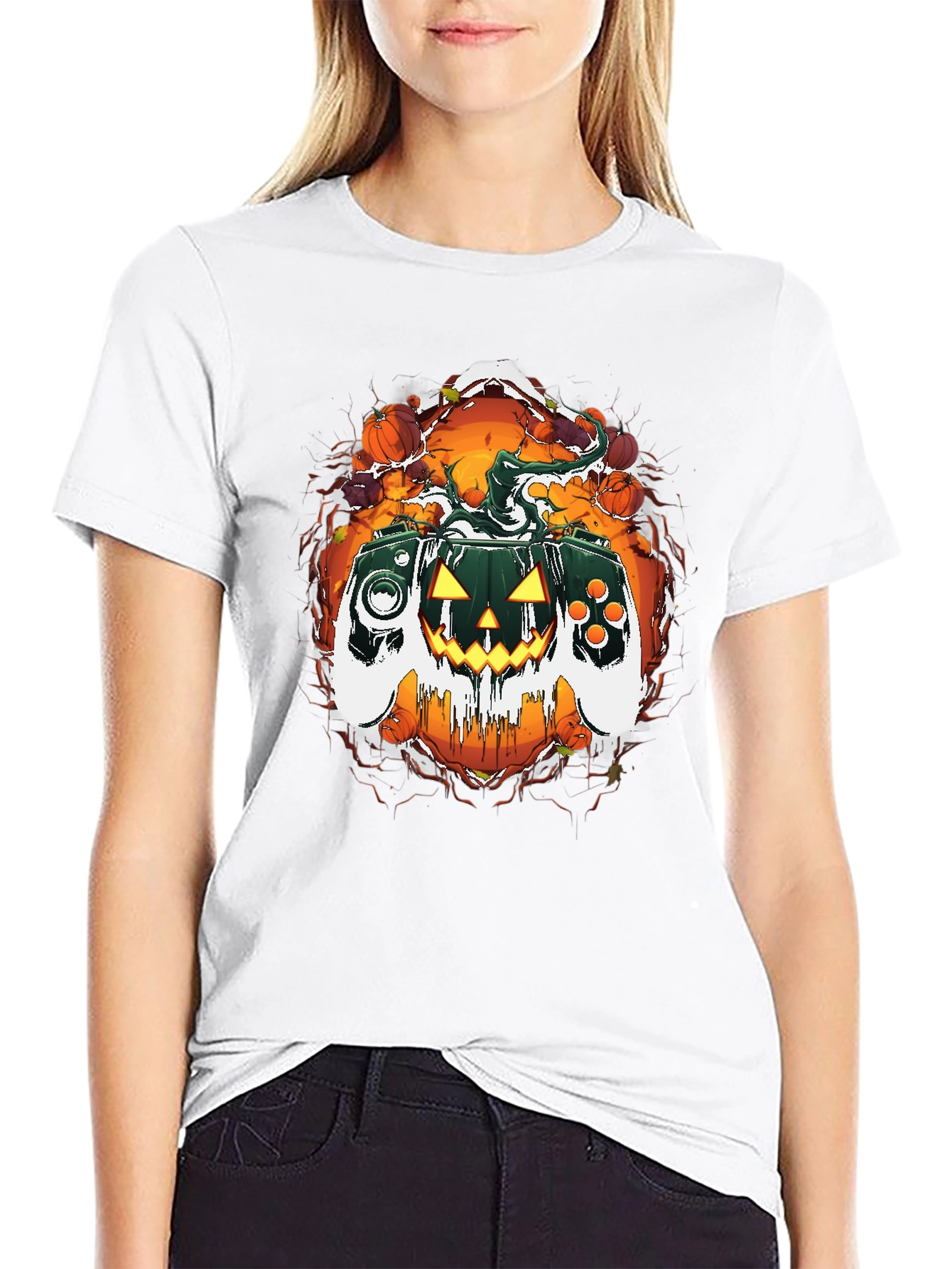 Halloween Gaming Controller Pumpkin T-Shirt