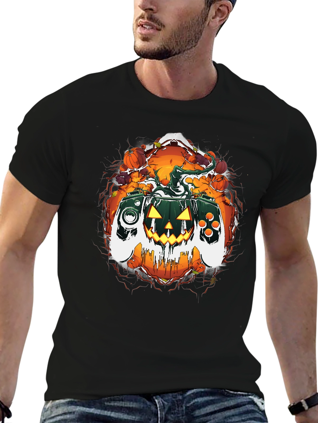 Halloween Gaming Controller Pumpkin T-Shirt