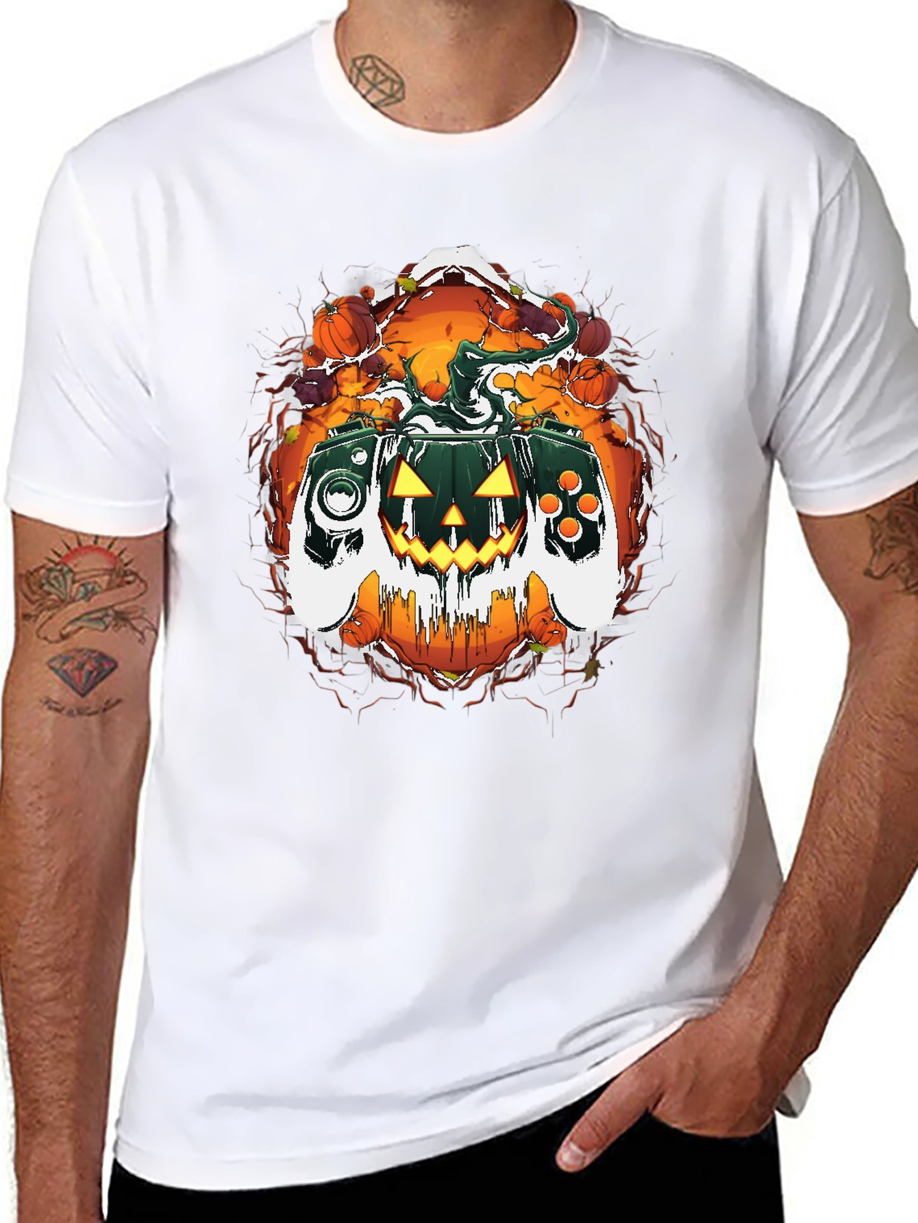Halloween Gaming Controller Pumpkin T-Shirt