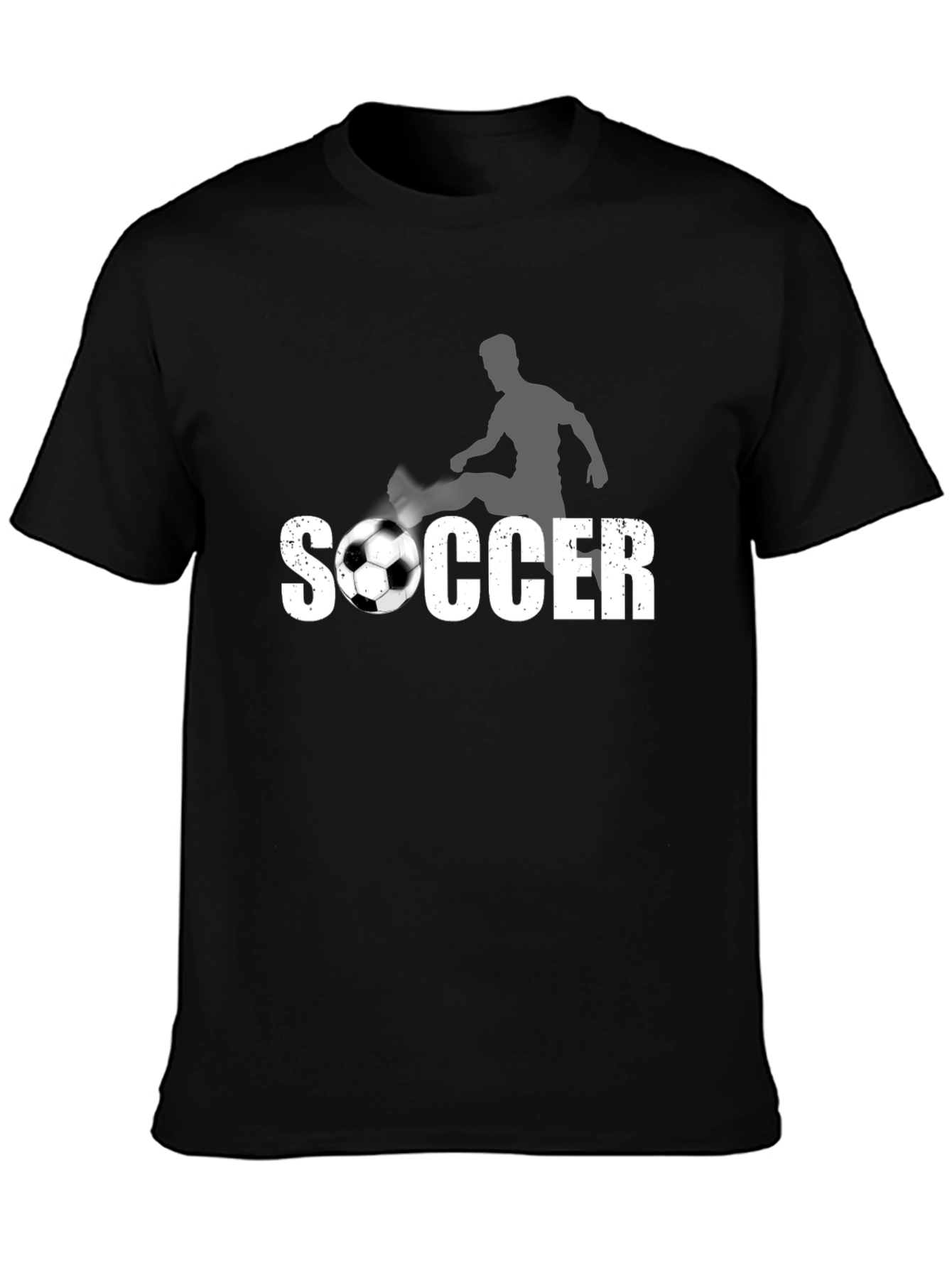 Soccer Graphic Print Black T-Shirt