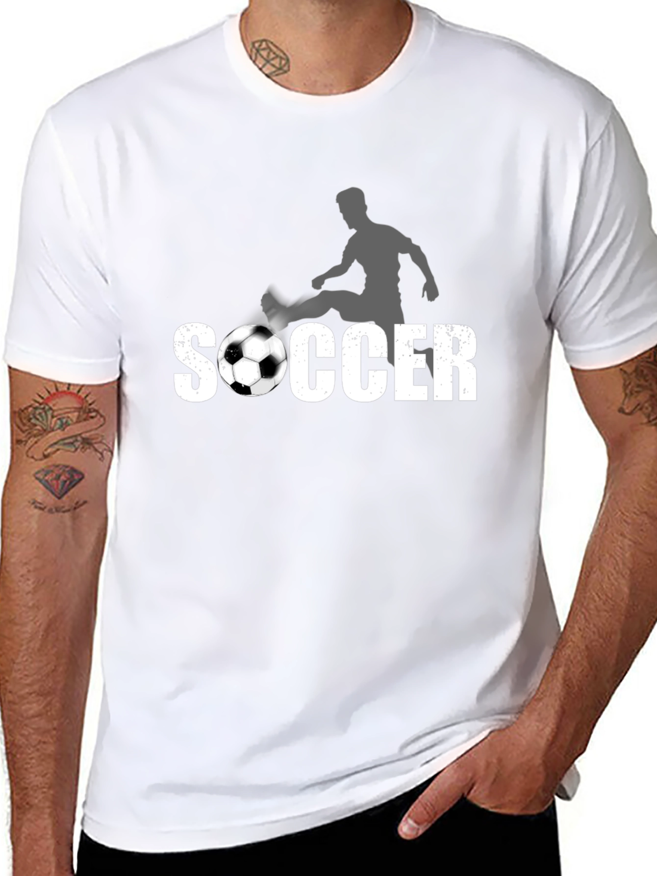 Soccer Graphic Print Black T-Shirt